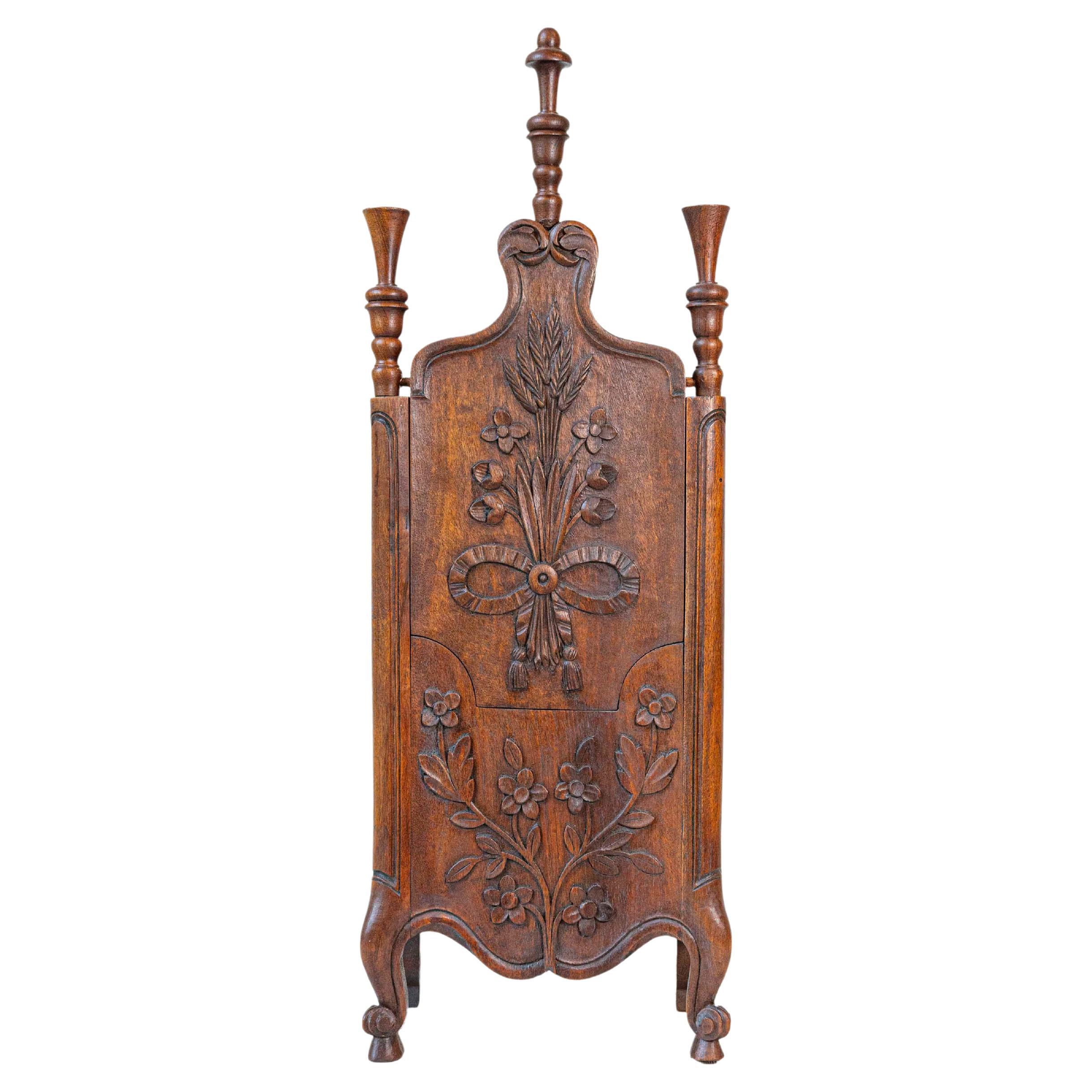Louis XV Style French Farinerio Flour Box with Carved Floral Décor