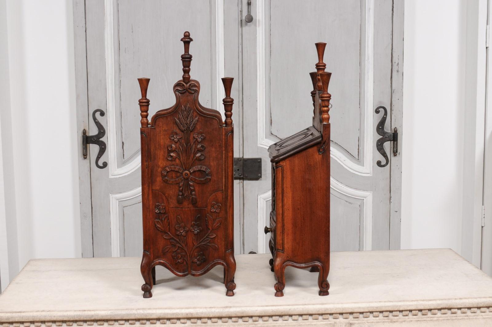 Louis XV Style French Farinerio Flour Boxes with Carved Floral Décor, Sold Each For Sale 8
