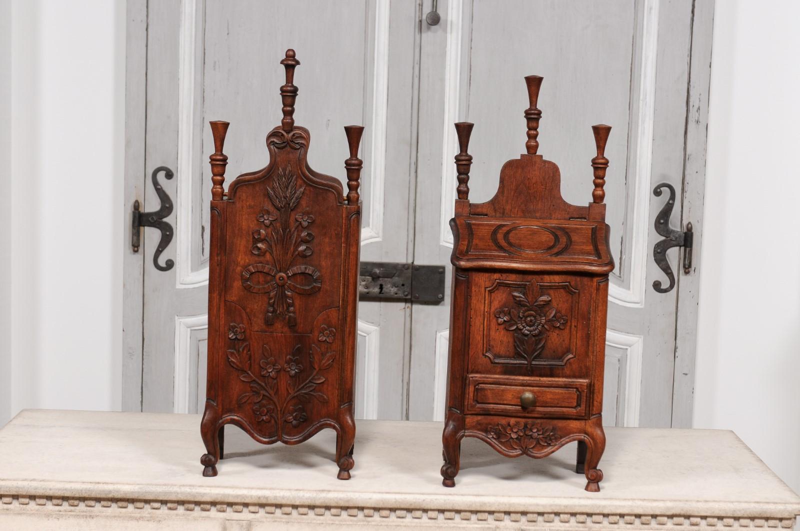 Louis XV Style French Farinerio Flour Boxes with Carved Floral Décor, Sold Each For Sale 1