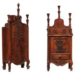 Louis XV Style French Farinerio Flour Boxes with Carved Floral Décor, Sold Each