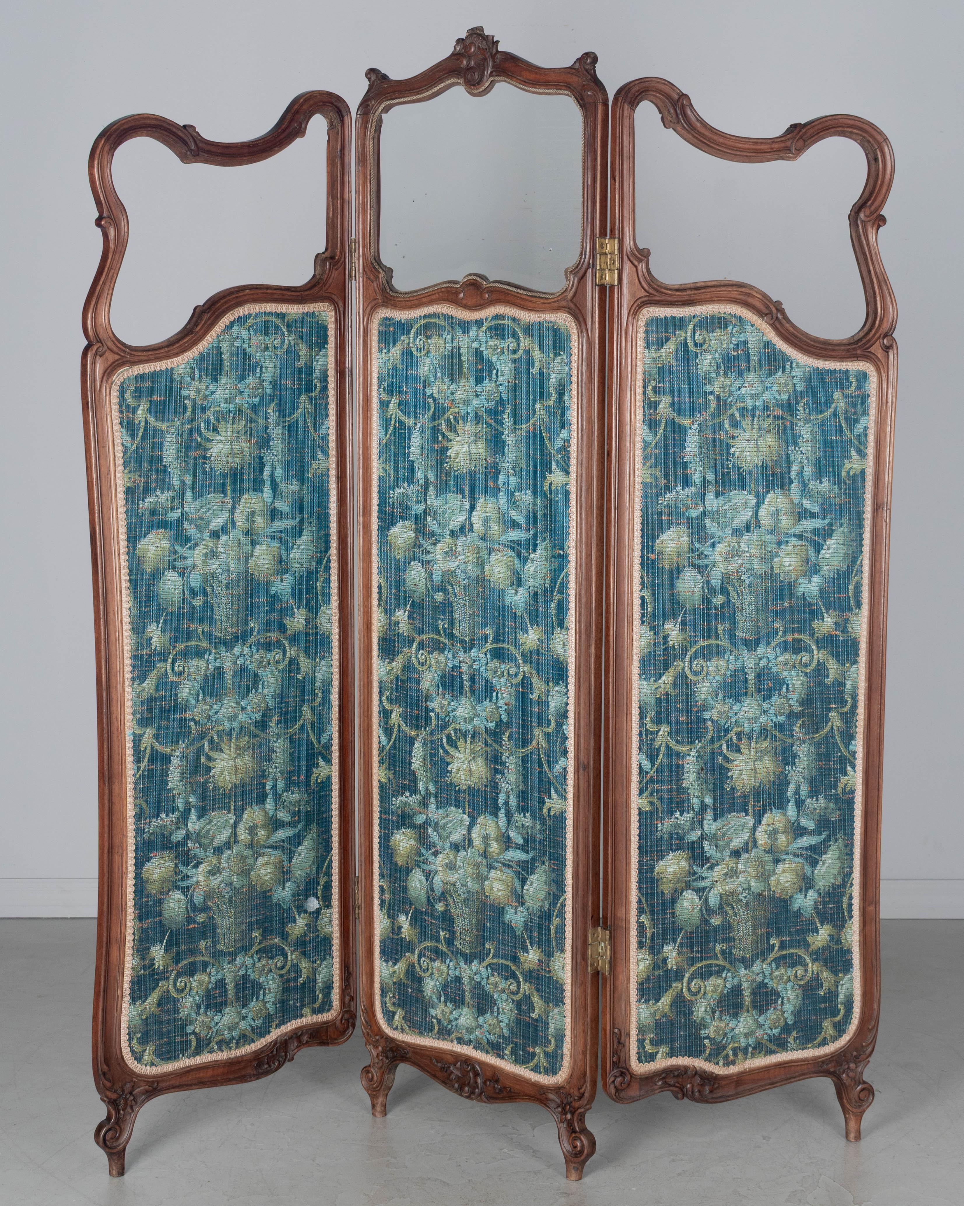 Glass Louis XV Style French Folding Screen or Room Divider