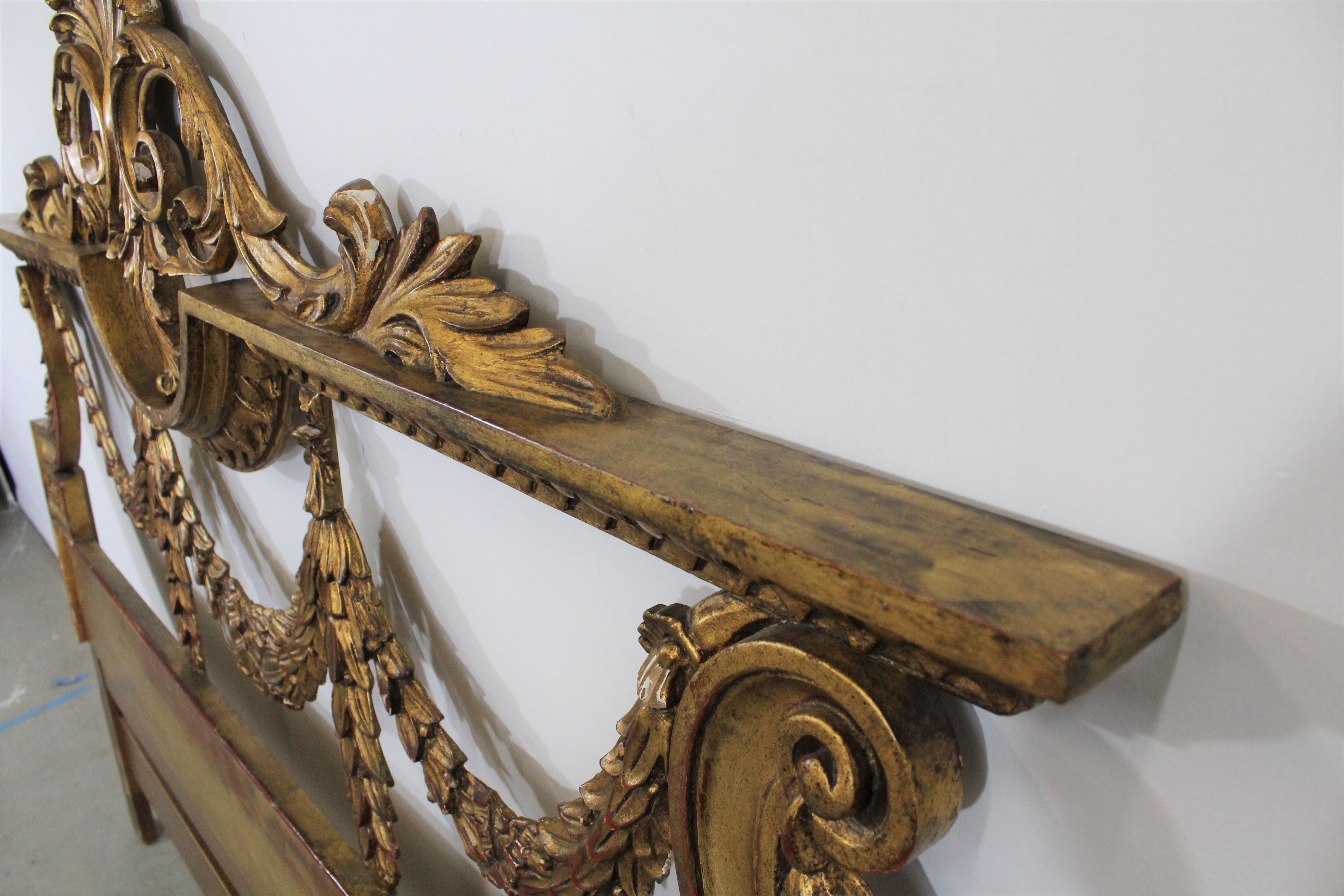 Louis XV Style French Gold Gilt Carved Fleur-De-Lis King Size Headboard 5