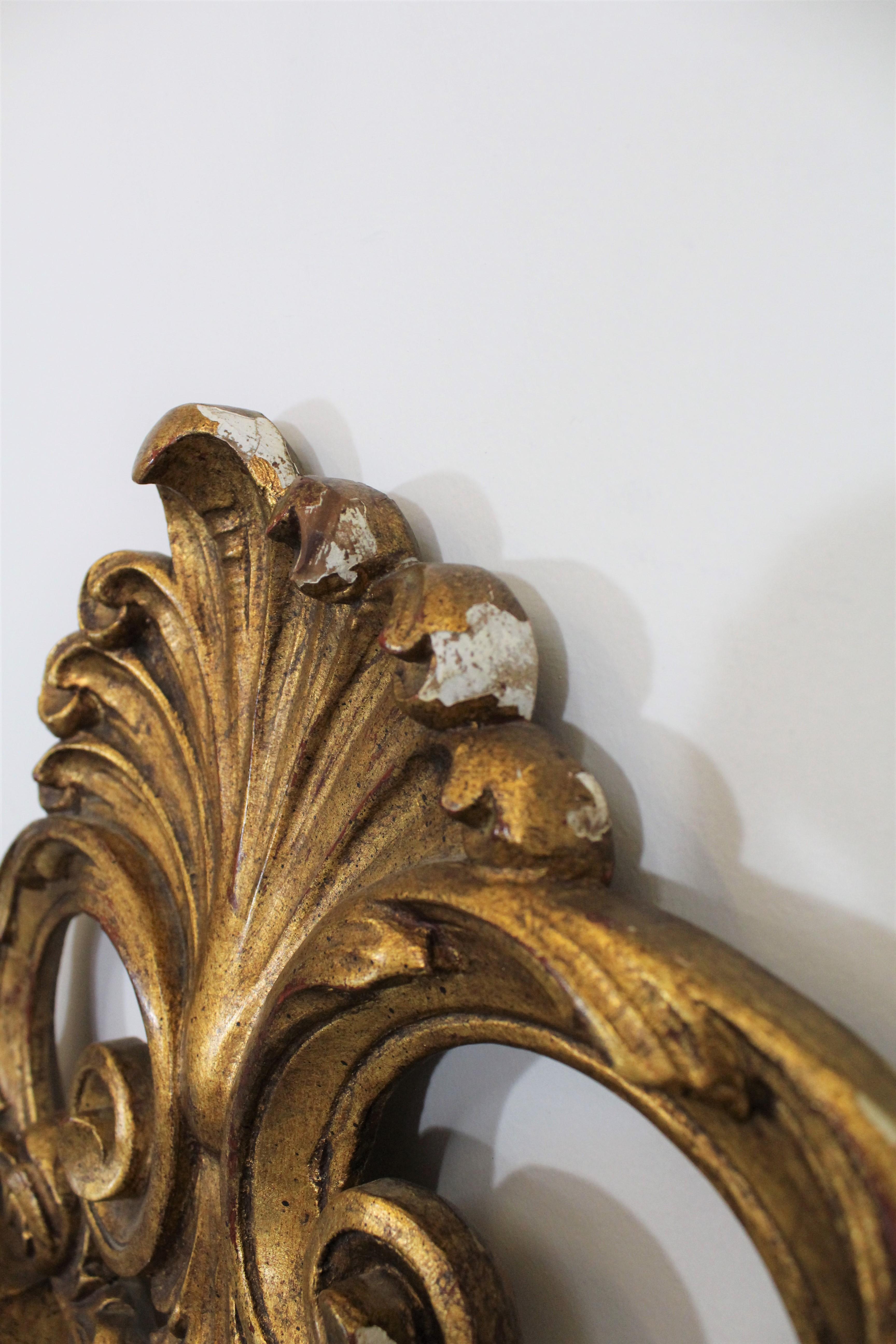 20th Century Louis XV Style French Gold Gilt Carved Fleur-De-Lis King Size Headboard