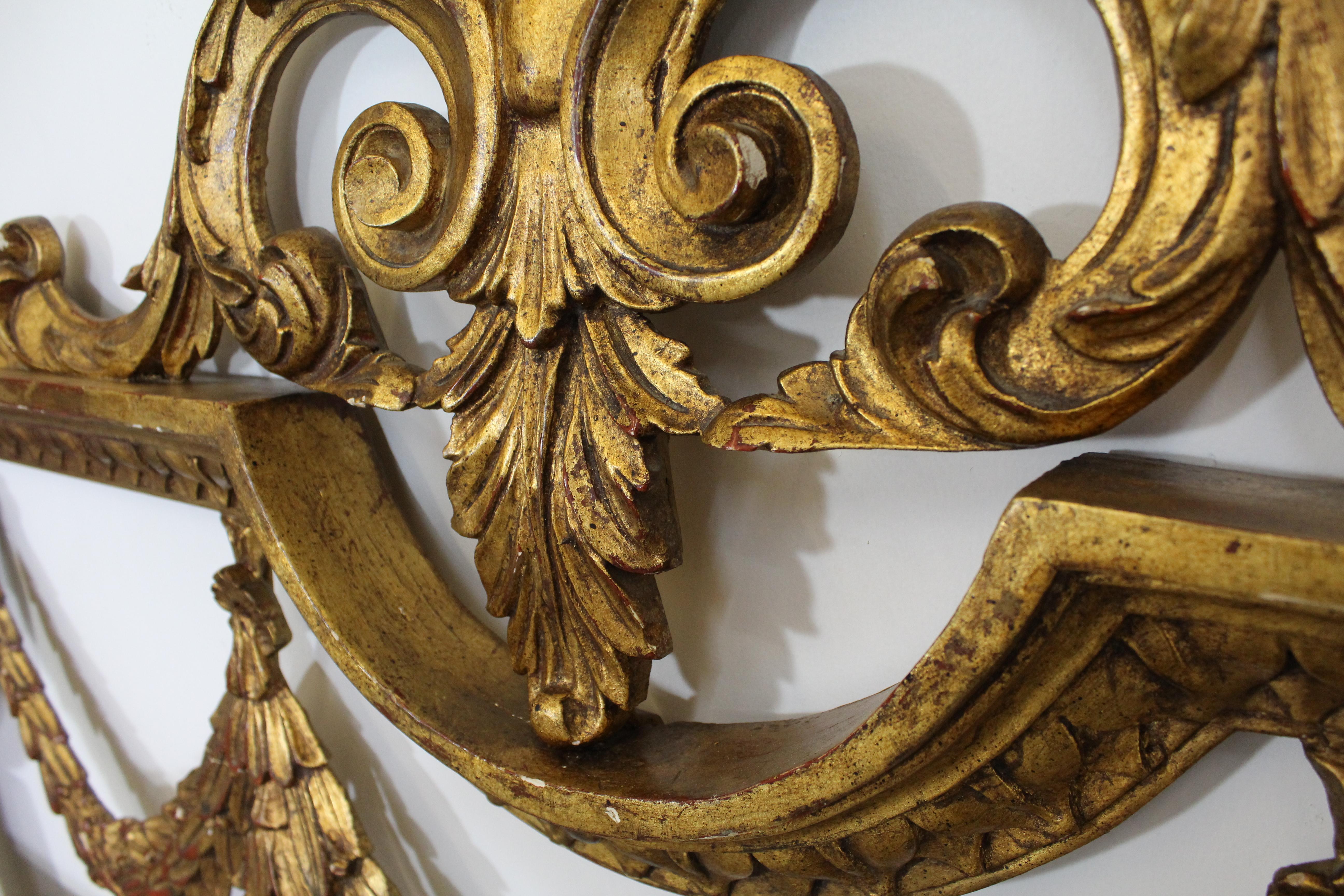 Louis XV Style French Gold Gilt Carved Fleur-De-Lis King Size Headboard 1
