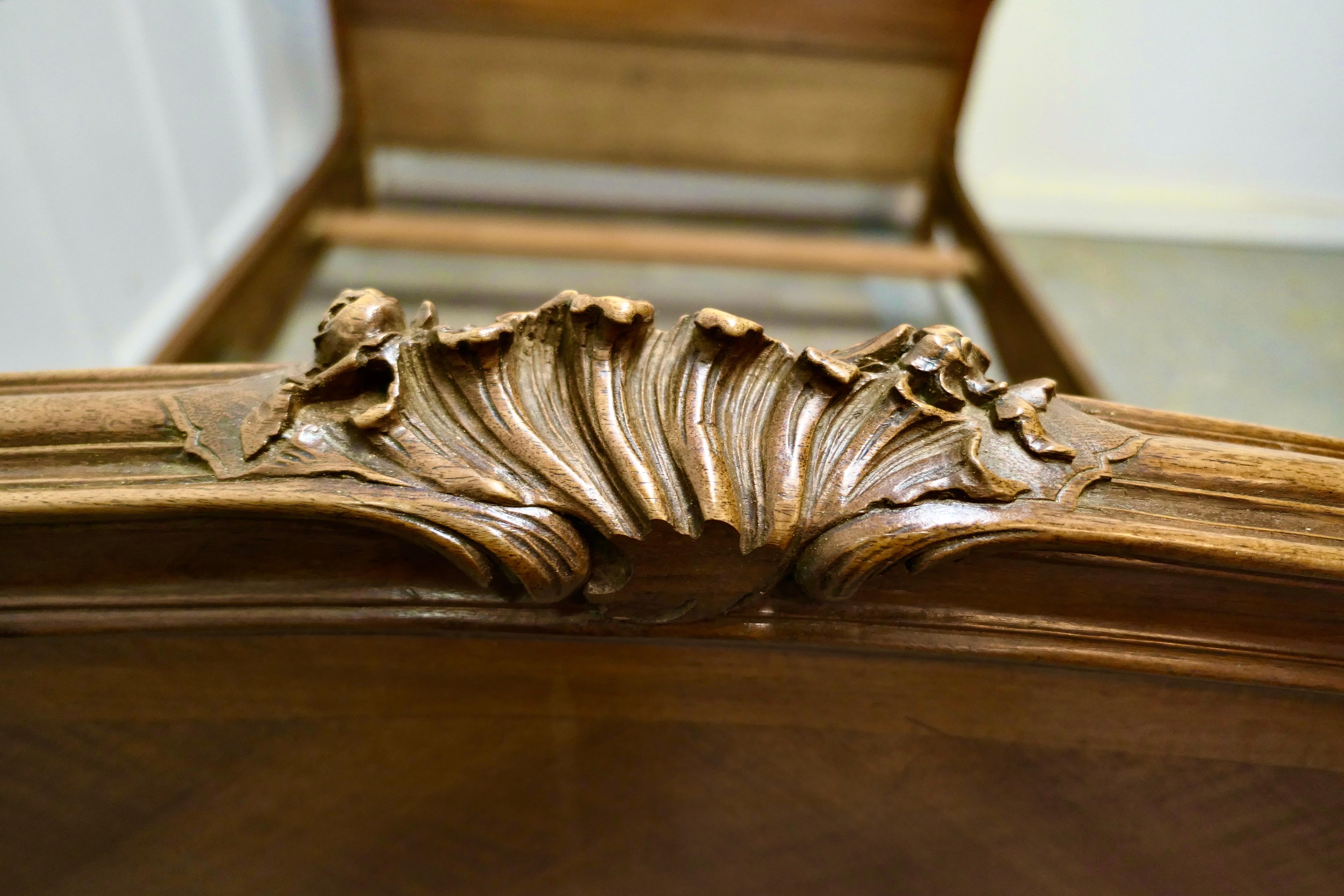 Late 19th Century Louis XV Style French Golden Walnut Bed