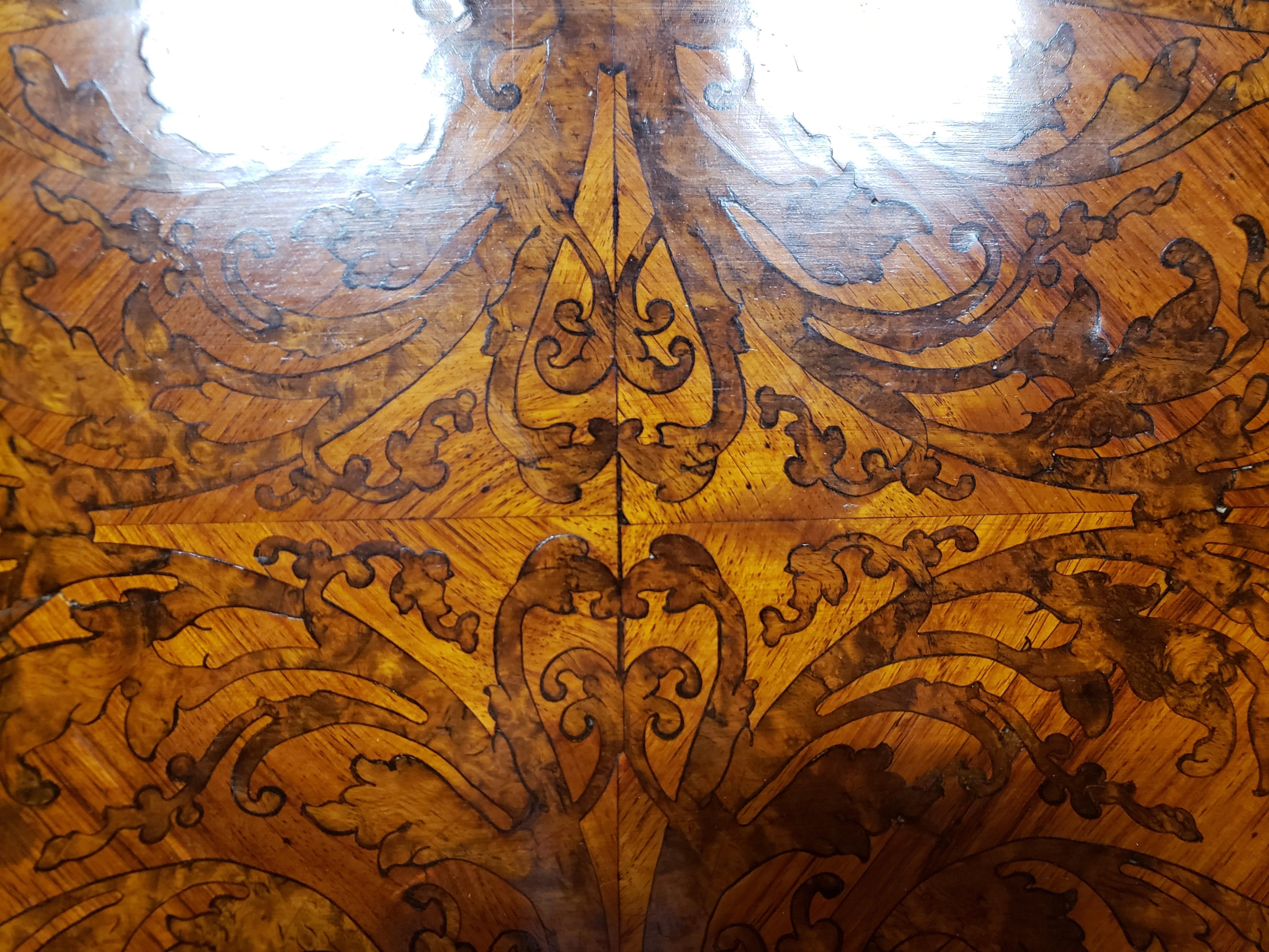 Carved Louis XV Style French Kingwood and Amboyna Marquetry Jardinière