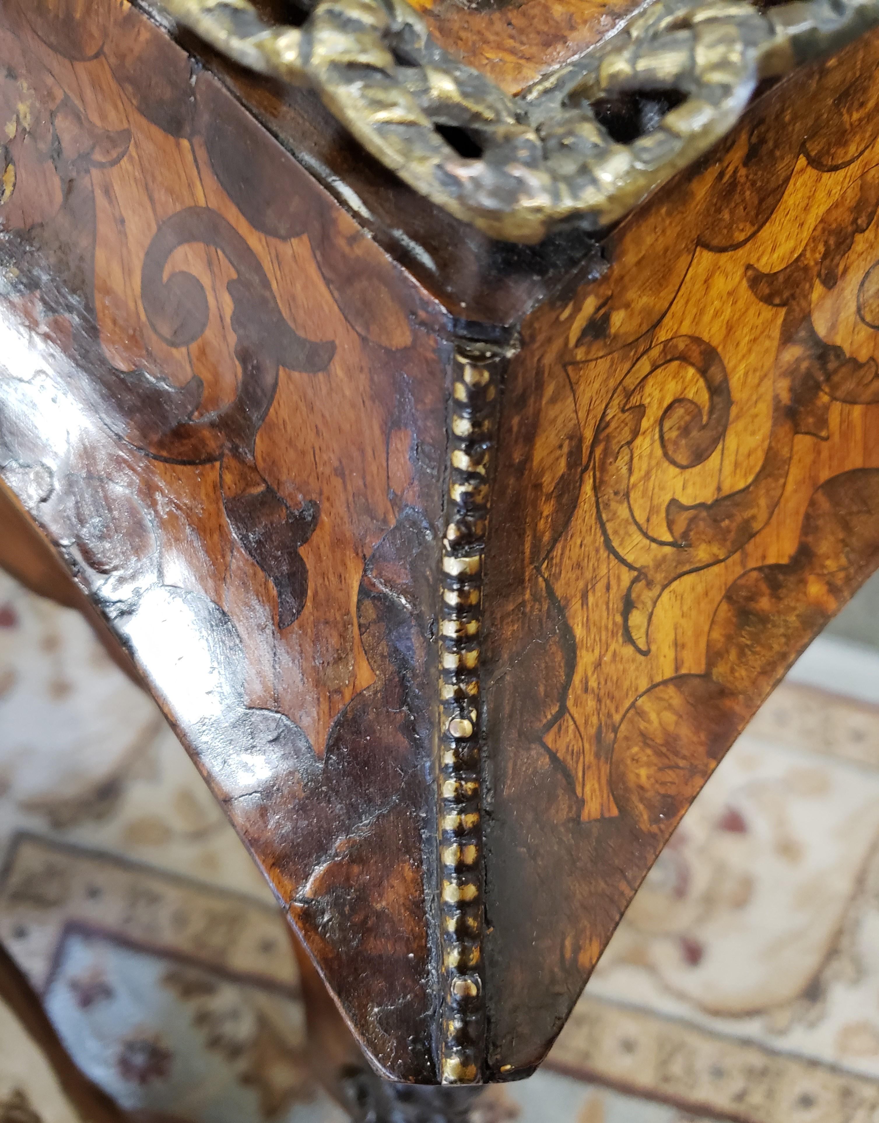 Brass Louis XV Style French Kingwood and Amboyna Marquetry Jardinière