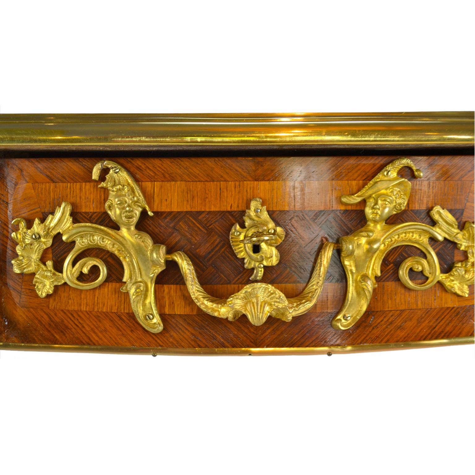 19th Century Louis XV Style French Kingwood Parquetry and Gilt Bronze Bureau Plat 'Desk' For Sale