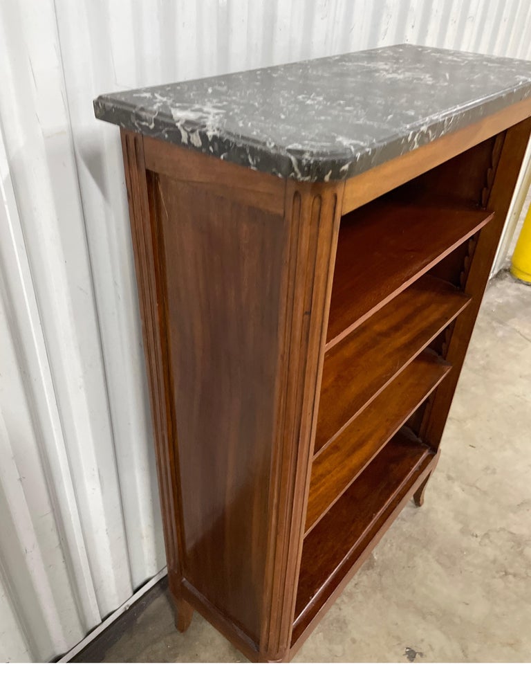 Louis XV Style French Marble Top Bookcase For Sale at 1stDibs