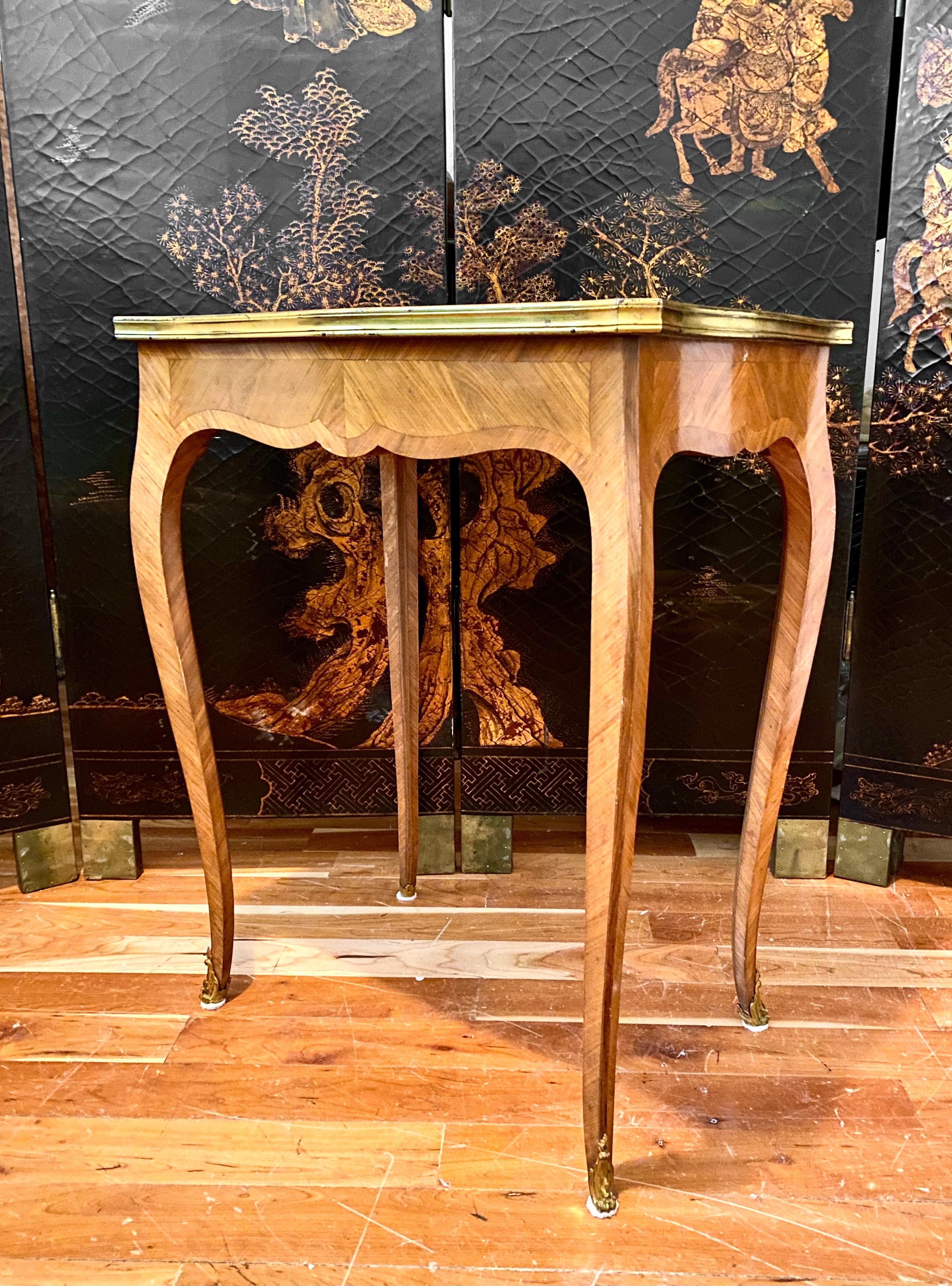 Gilt Louis XV Style, French Marble topped Table For Sale