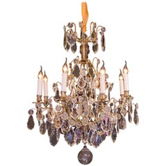Louis XV Style, French Mid-20th Century, Bronze 
Crystal Chandelier, circa 1950
