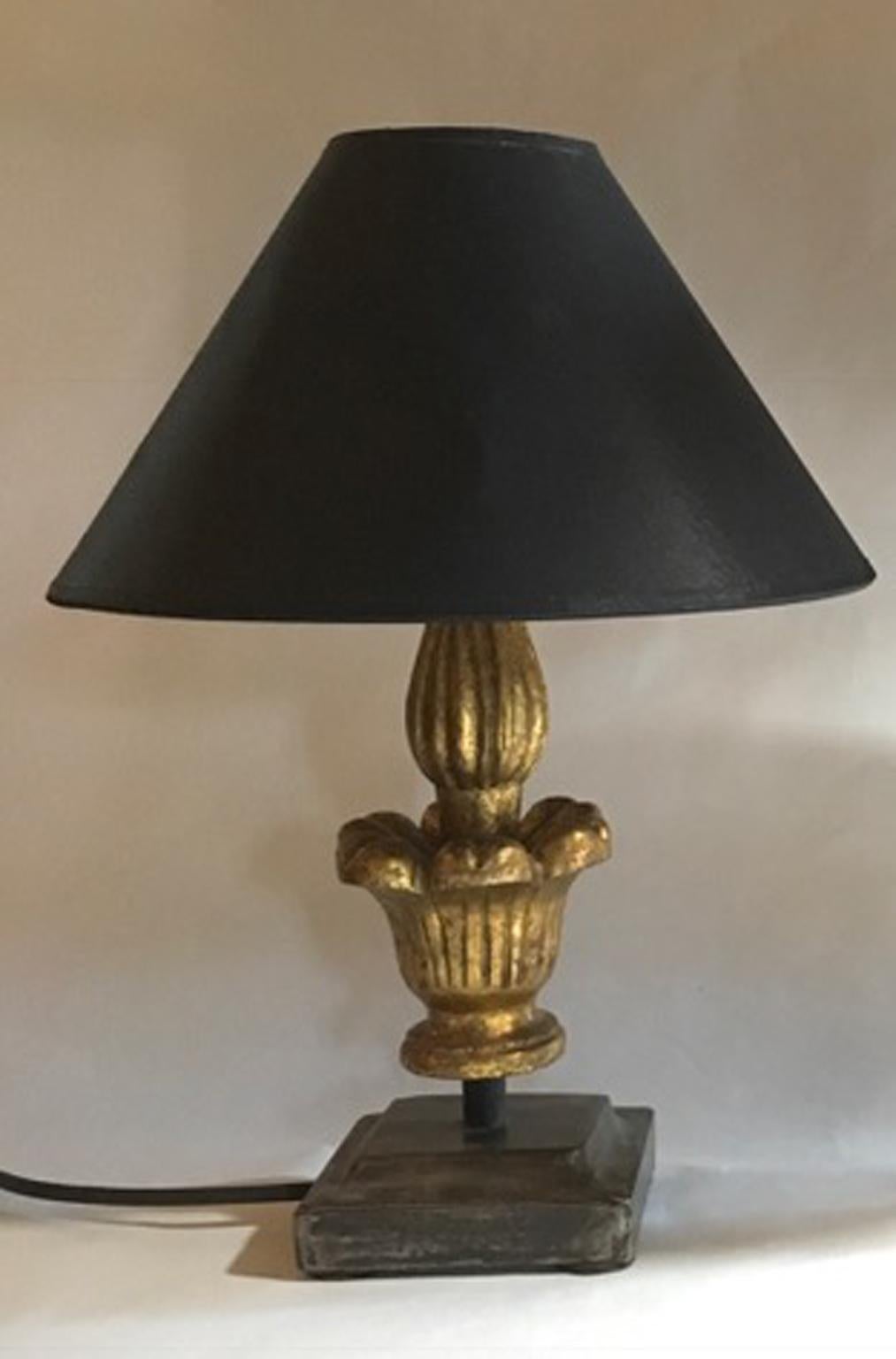 Louis XV Style French Pair Table Lamps Golden Patinated Wood Wrought Iron Bases 5