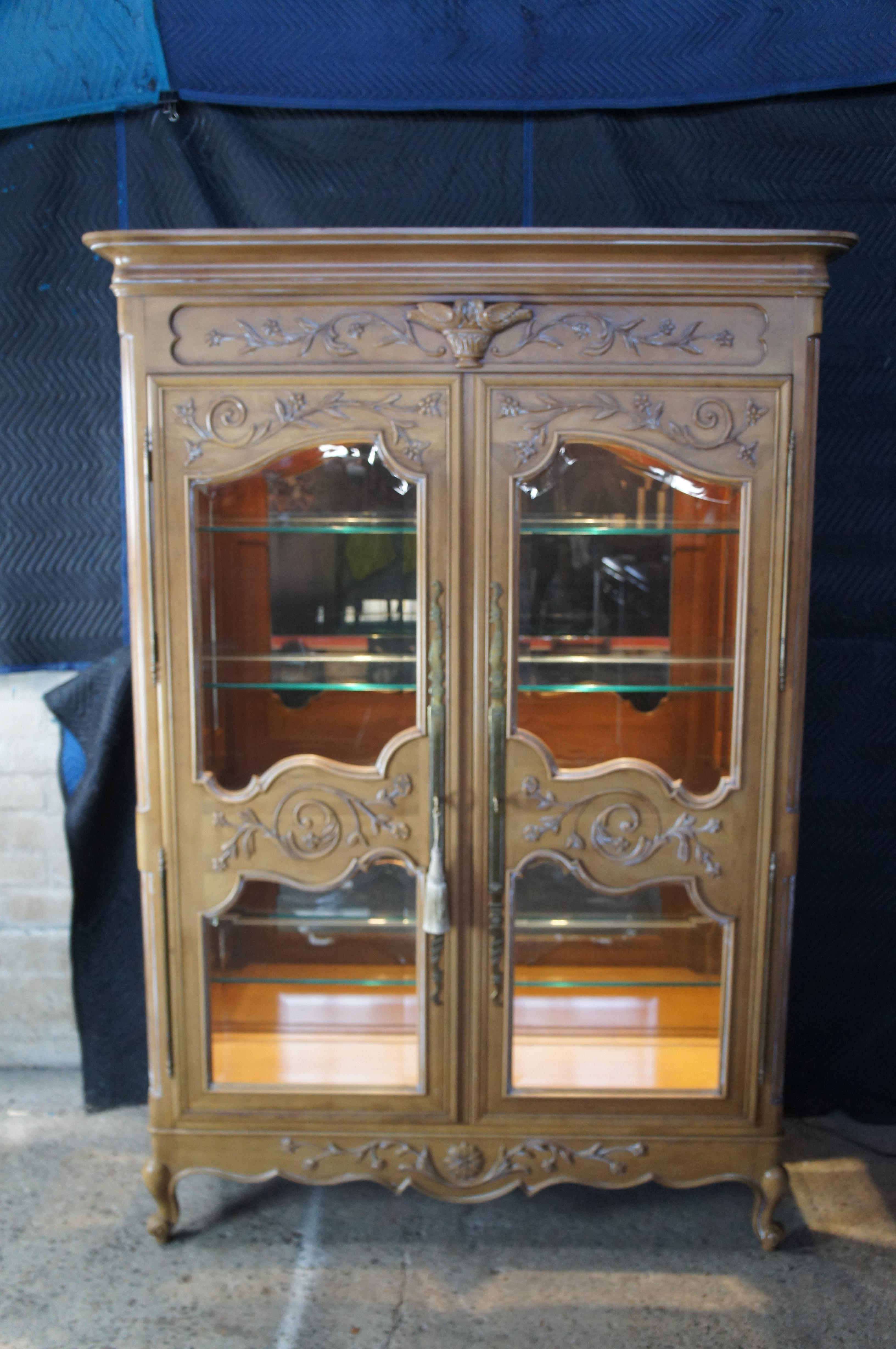Vitrine à porcelaine en bois fruitier de style Louis XV Bibliothèque Curio en vente 6