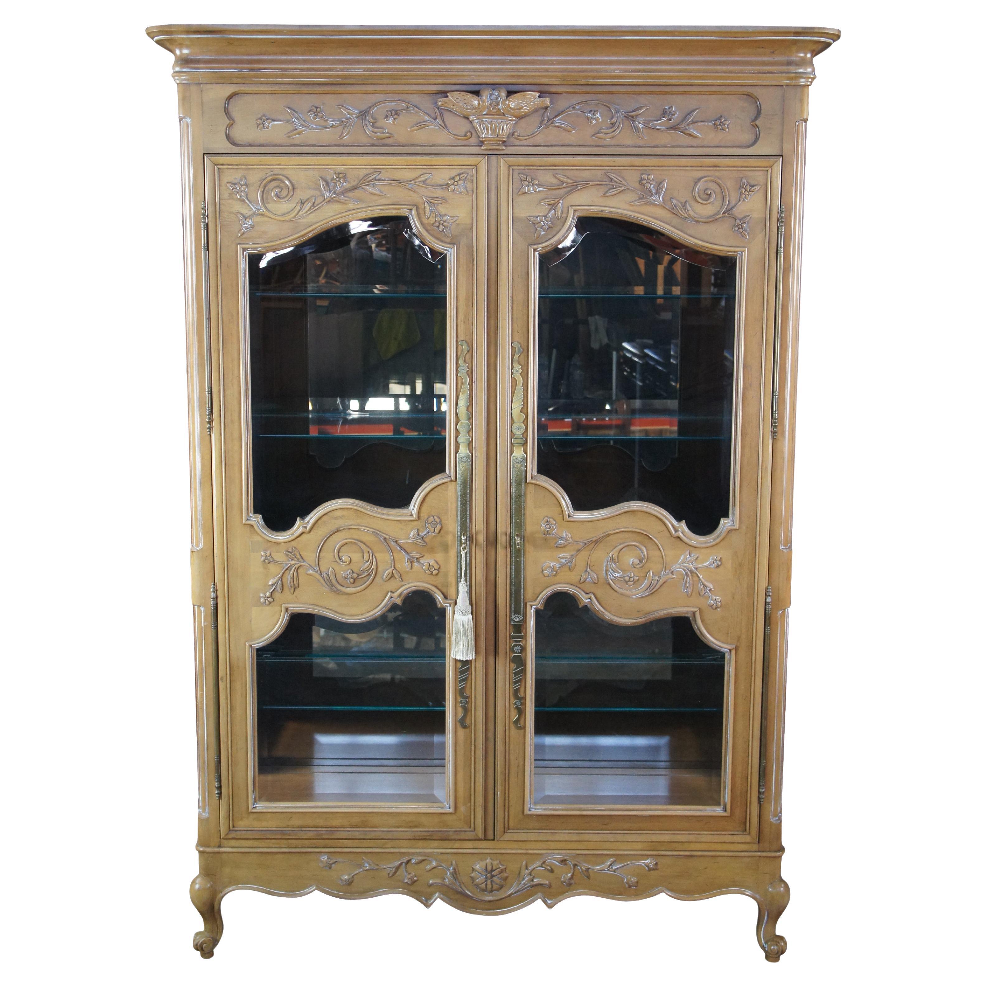 Vitrine à porcelaine en bois fruitier de style Louis XV Bibliothèque Curio en vente
