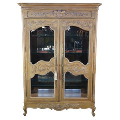 Vitrine à porcelaine en bois fruitier de style Louis XV Bibliothèque Curio