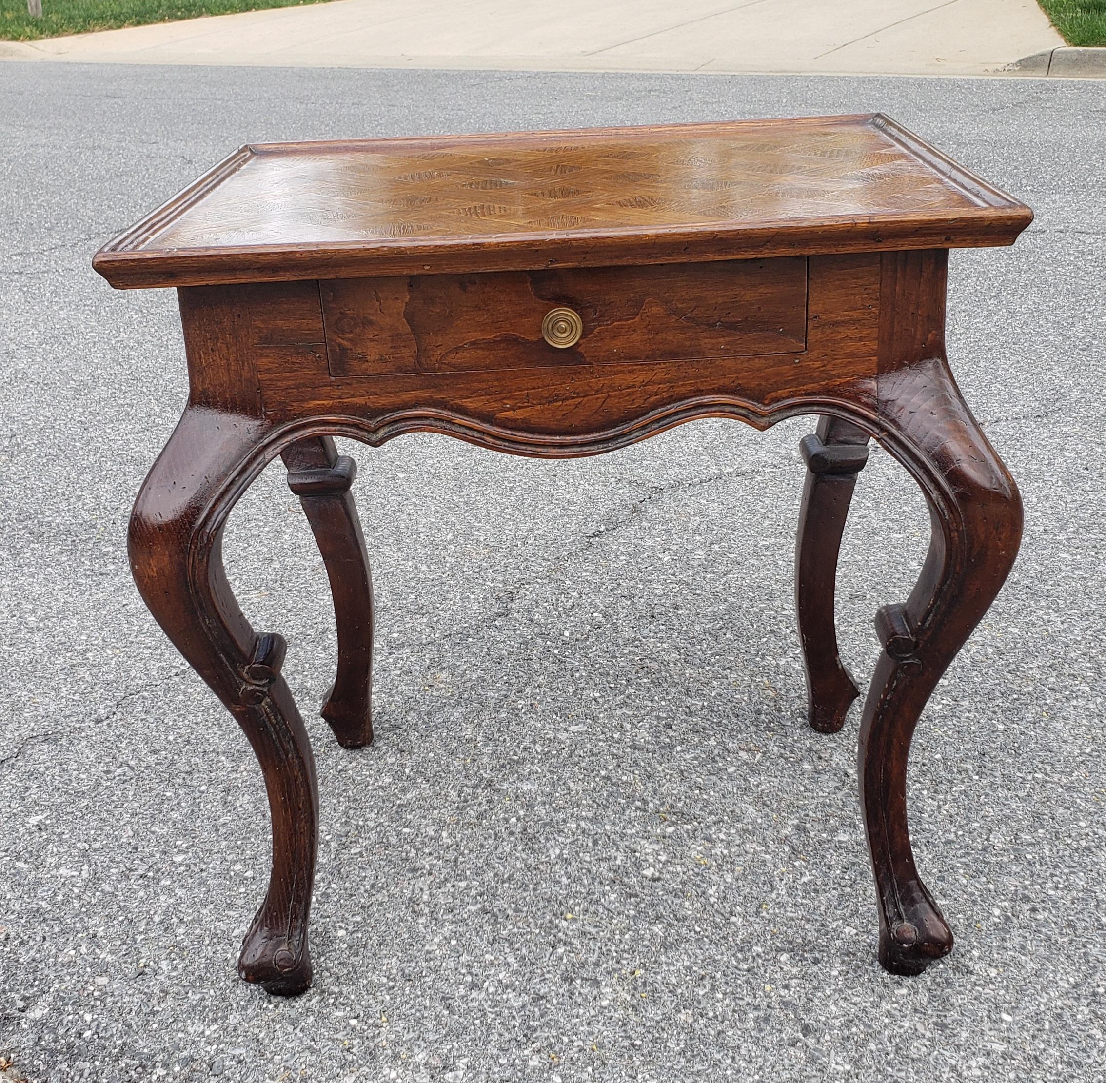 American Louis XV Style French Provincial Parquet Walnut Side Table For Sale