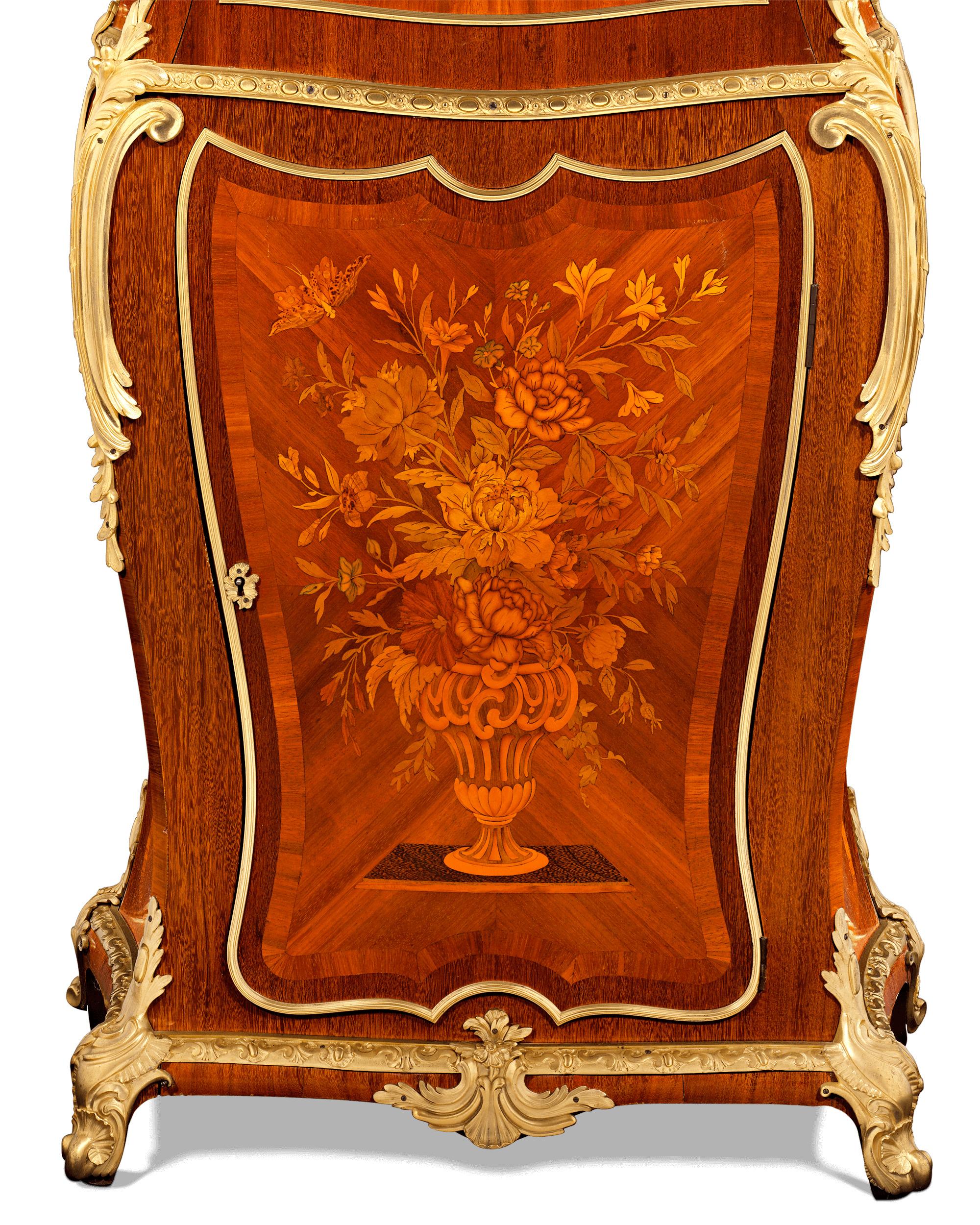 Leather Louis XV Style French Secrétaire by Henry Dasson