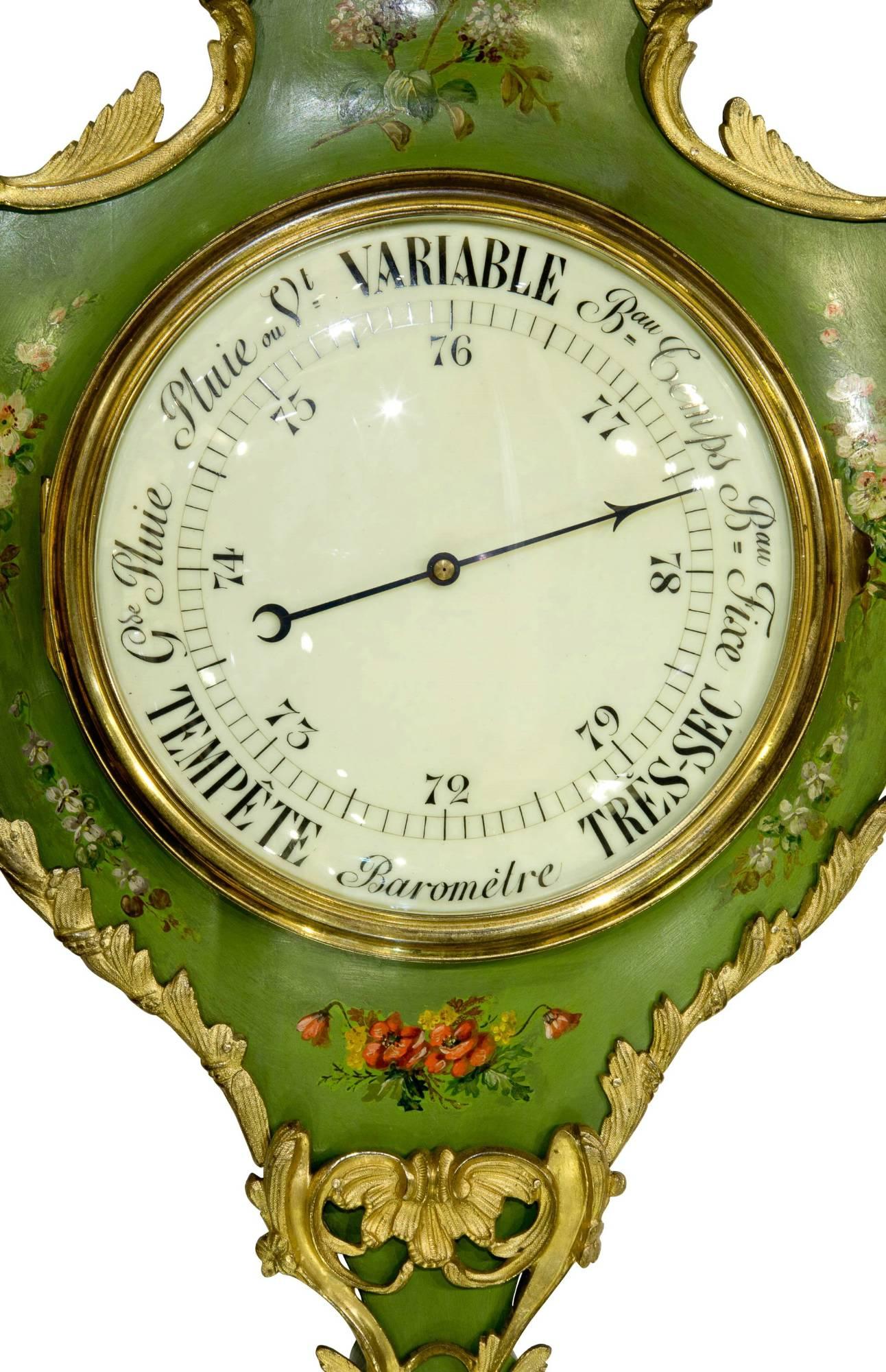 Louis XV Style French Vernis Martin Aneroid Barometer In Good Condition For Sale In Salisbury, GB