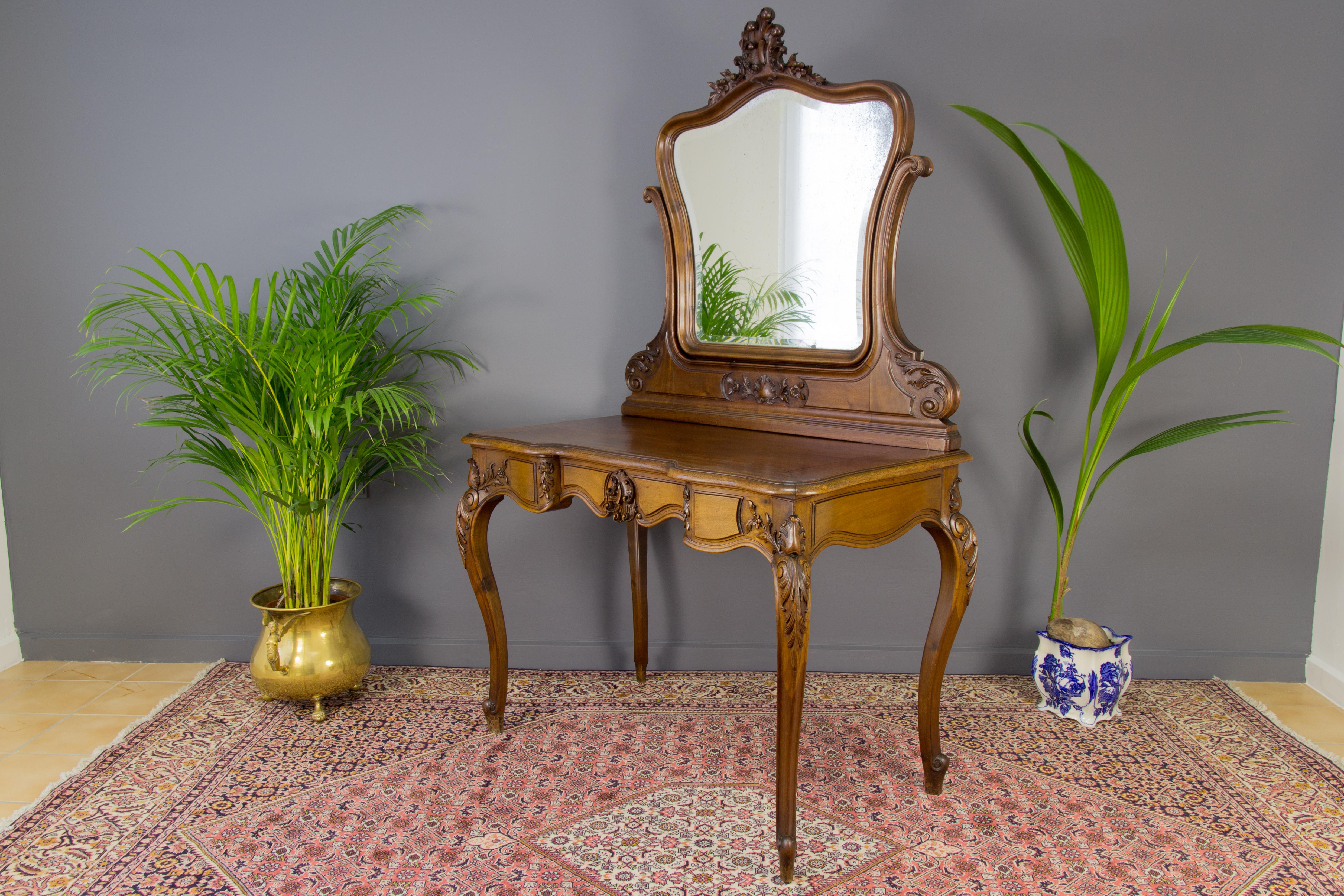 Louis XV Style French Walnut Dressing Table 4