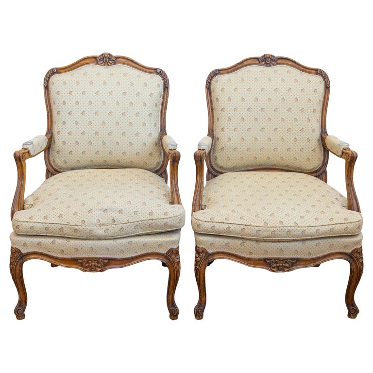 Pair of Louis XIII Carved Walnut Fauteuils a la Reine Pair of Louis XIII Carved Walnut Fauteuils a la Reine