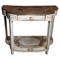 Louis XV Style French Wood Console Table with White Matte Lacquer Finish