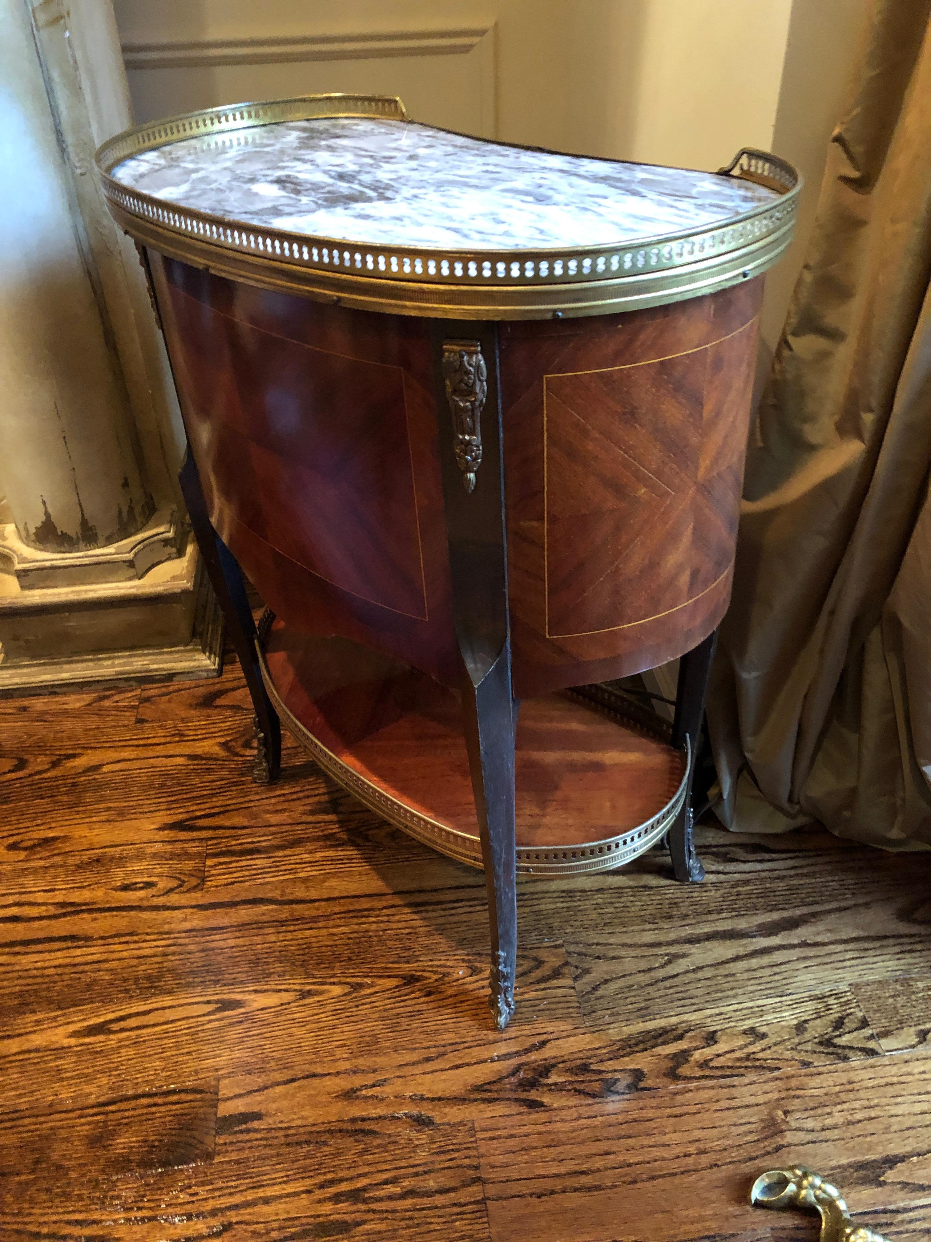 Louis XV Style Fruitwood and Marble Kidney Shaped Side Table 5
