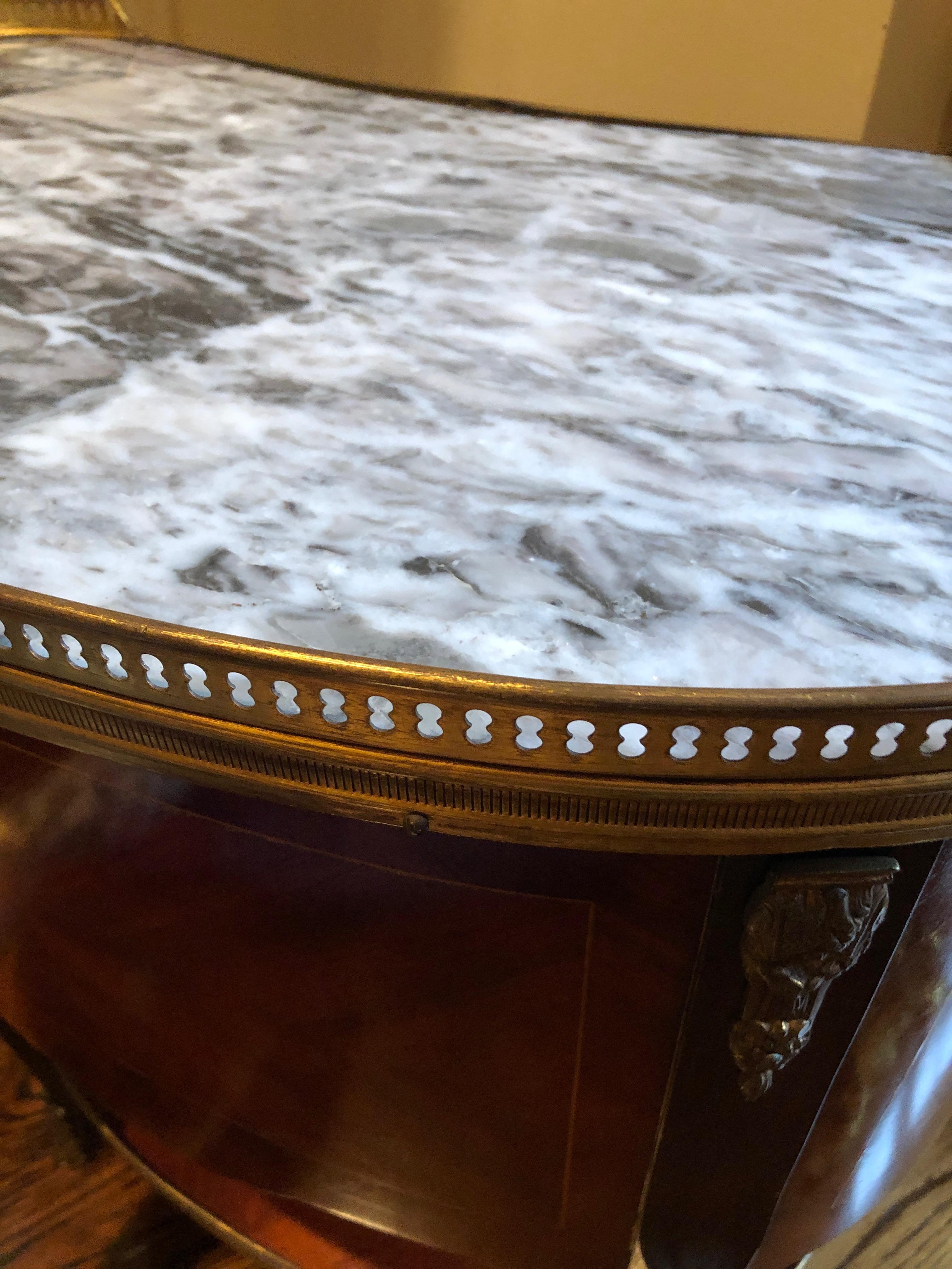 Louis XV Style Fruitwood and Marble Kidney Shaped Side Table 6