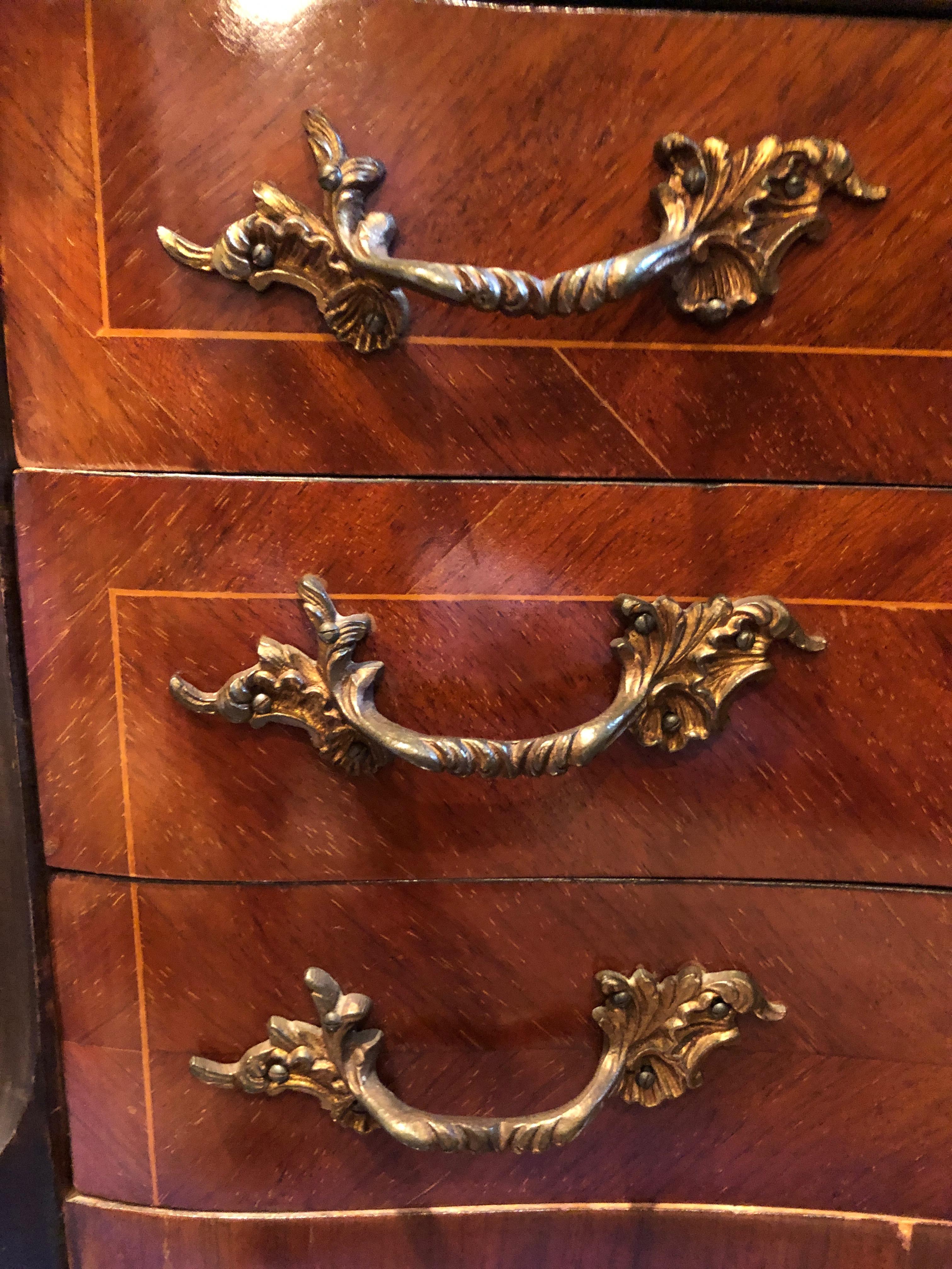 Mid-19th Century Louis XV Style Fruitwood and Marble Kidney Shaped Side Table
