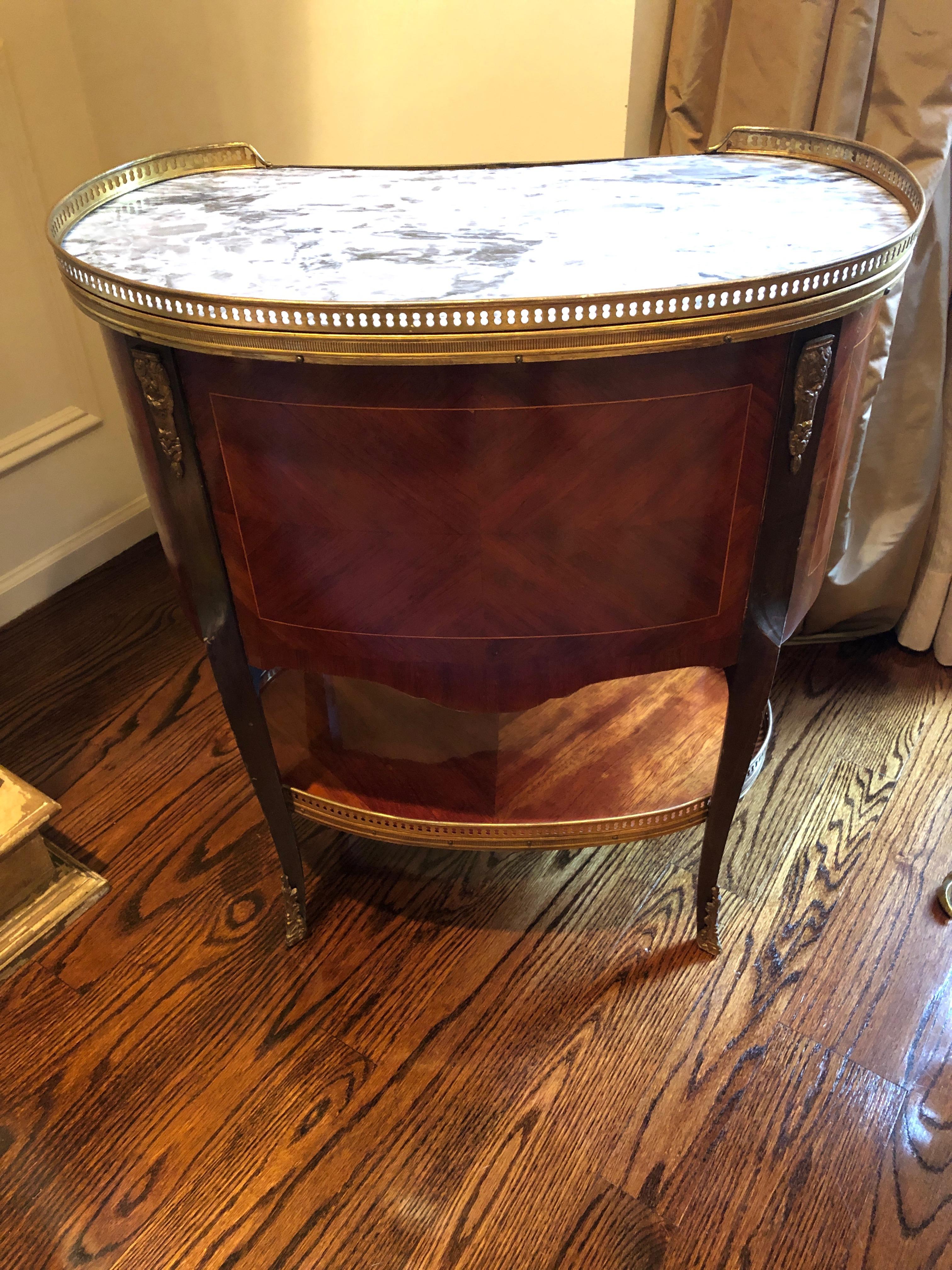 Louis XV Style Fruitwood and Marble Kidney Shaped Side Table 2