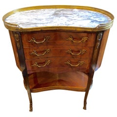 Louis XV Style Fruitwood and Marble Kidney Shaped Side Table