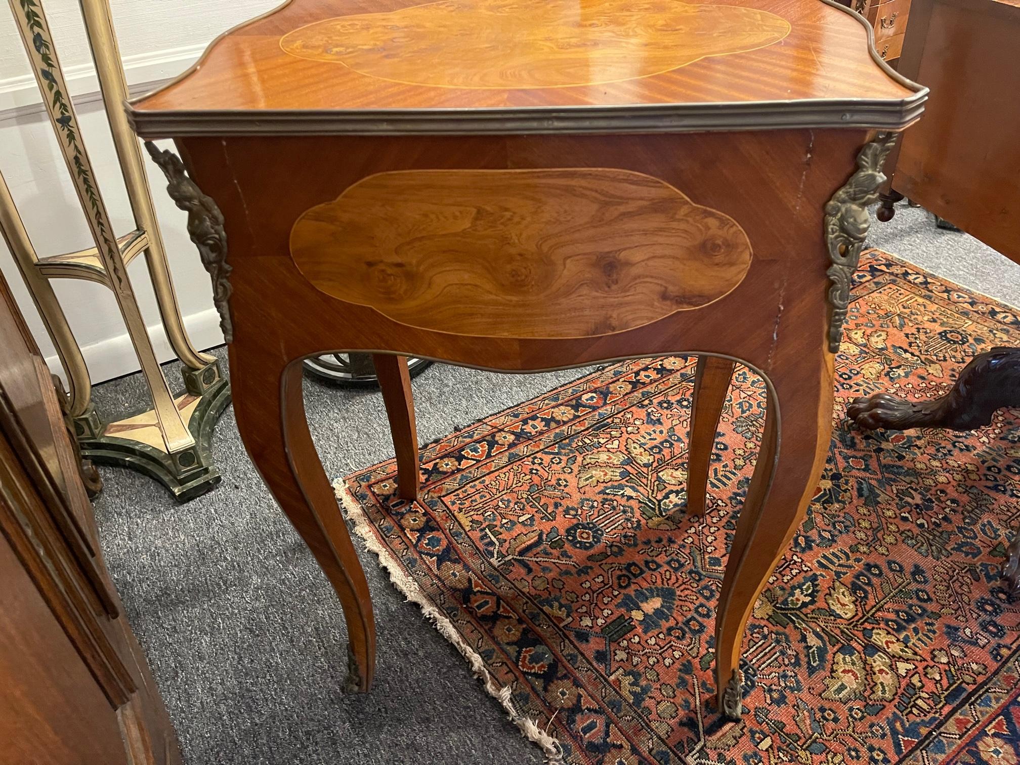 Louis XV Style Fruitwood and Marquetry Side Table, Late 19th Century For Sale 4