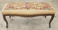 Louis XV Style Fruitwood and Needlepoint Upholstered Bench