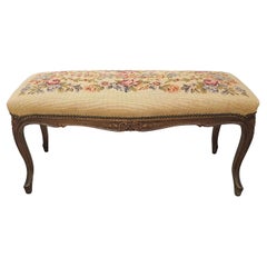 Louis XV Style Fruitwood and Needlepoint Upholstered Bench