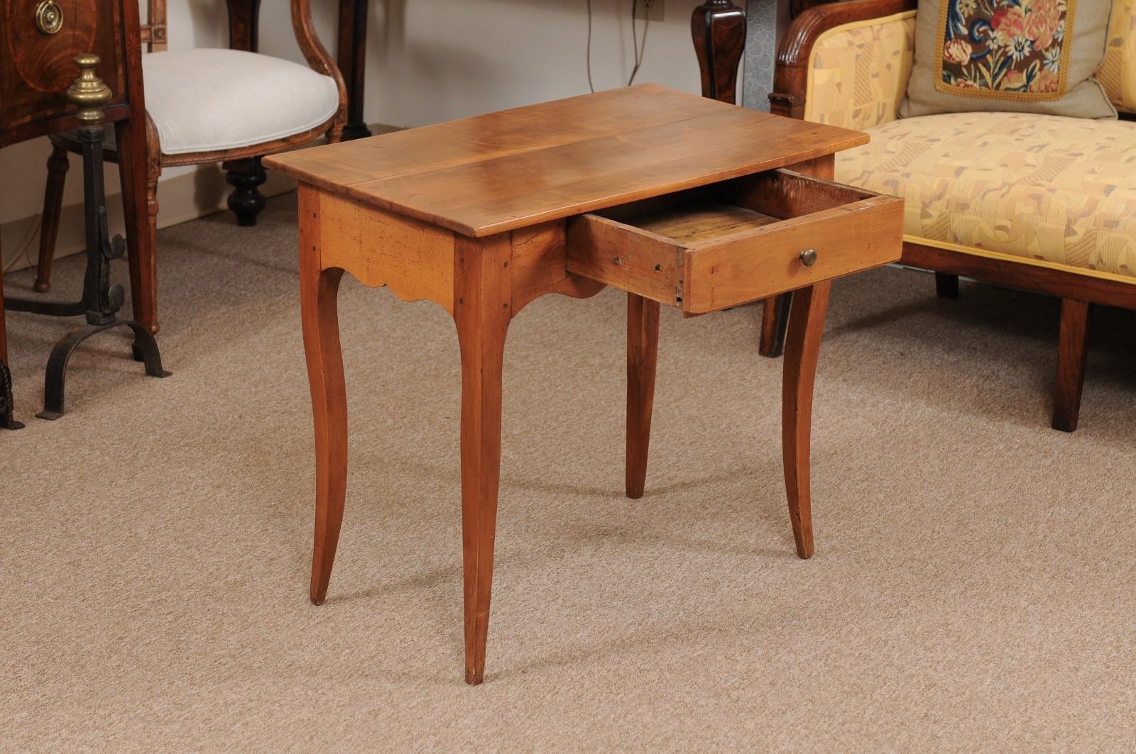 Louis XV Style Fruitwood Side Table with Drawer, 19th Century France For Sale 2