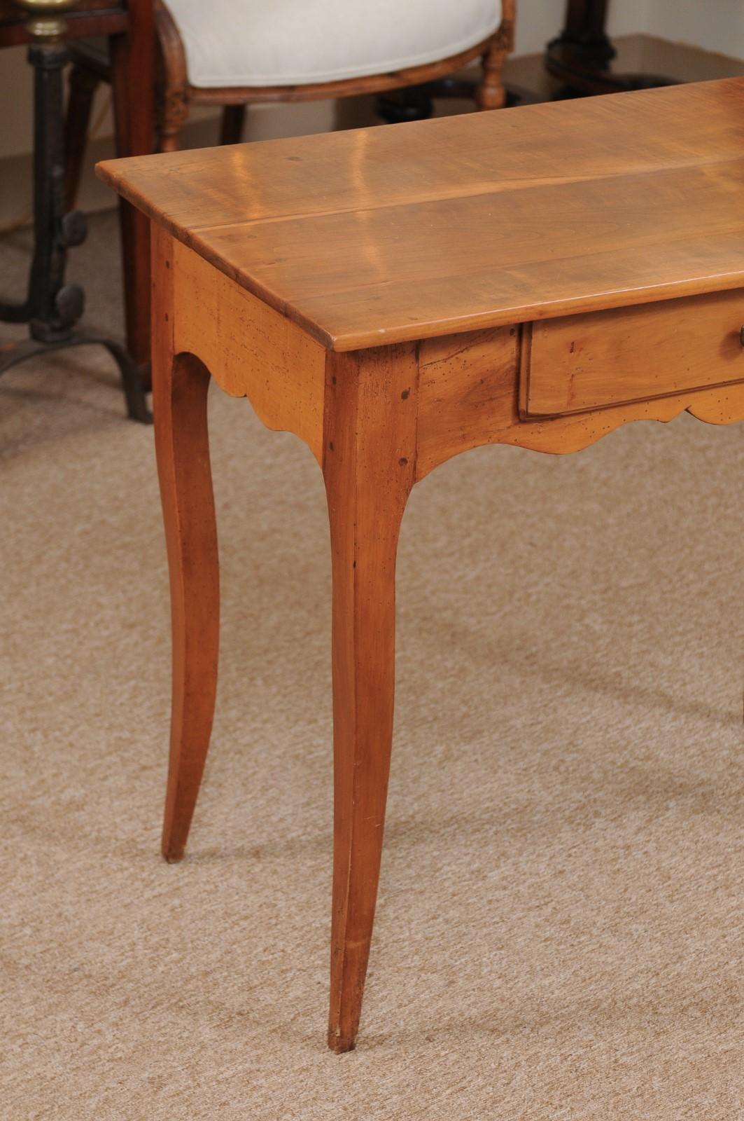 Louis XV Style Fruitwood Side Table with Drawer, 19th Century France For Sale 4
