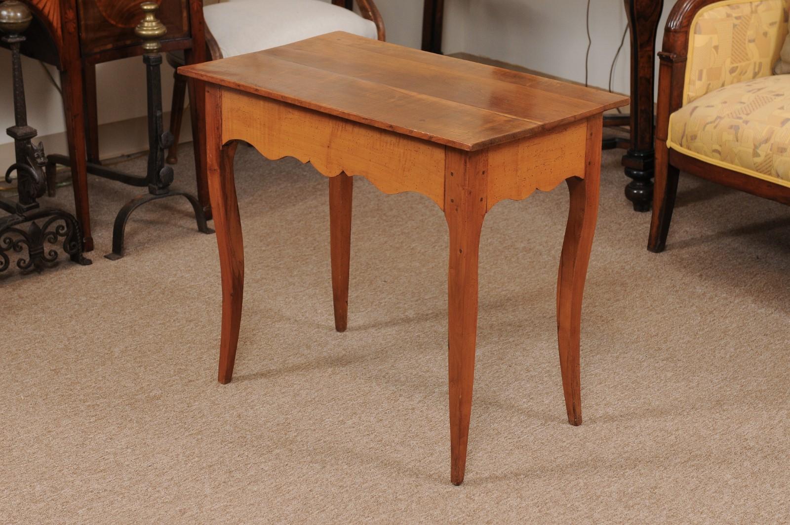 Louis XV Style Fruitwood Side Table with Drawer, 19th Century France For Sale 6