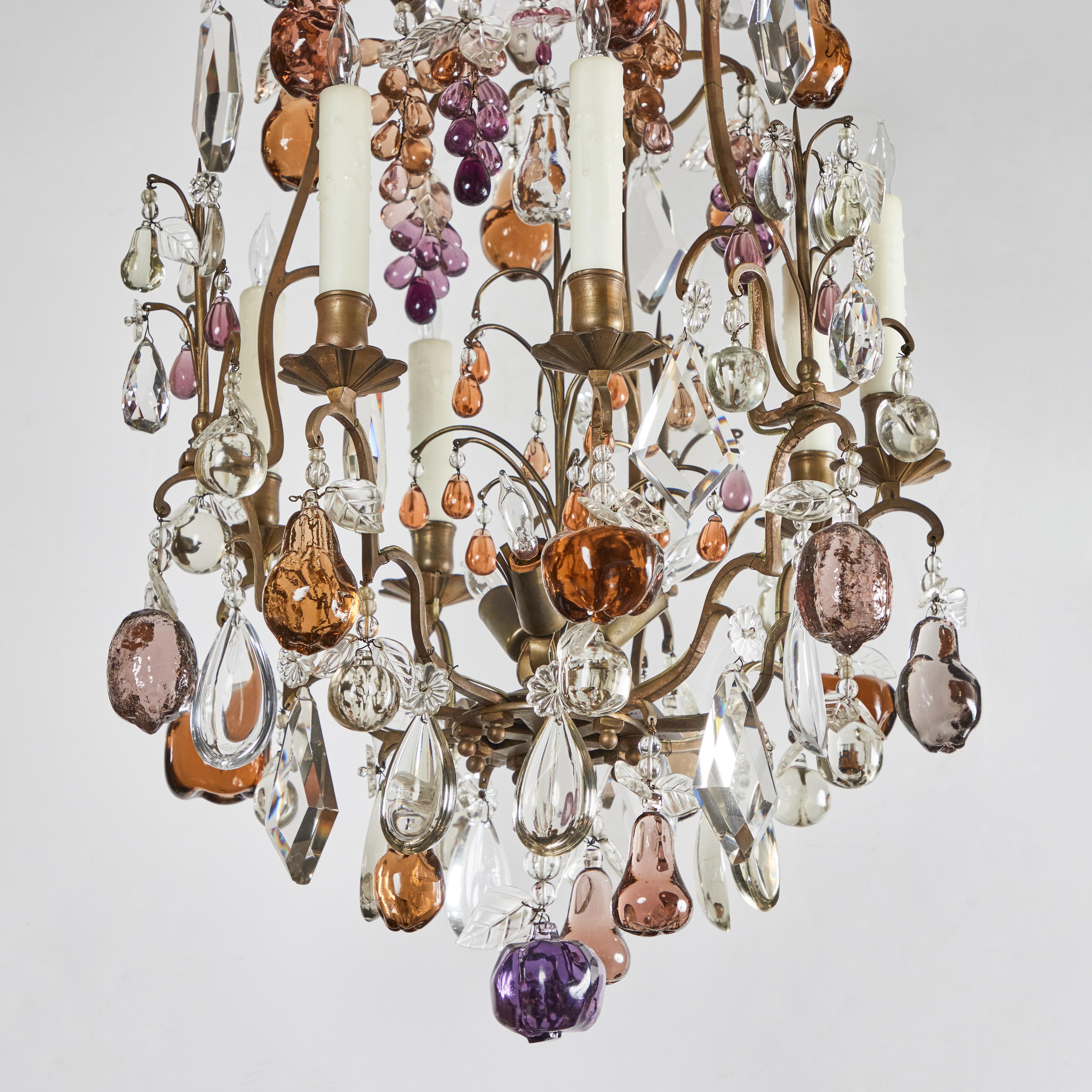Gilt Louis XV Style Gilded Bronze, Crystal and Glass Chandelier For Sale