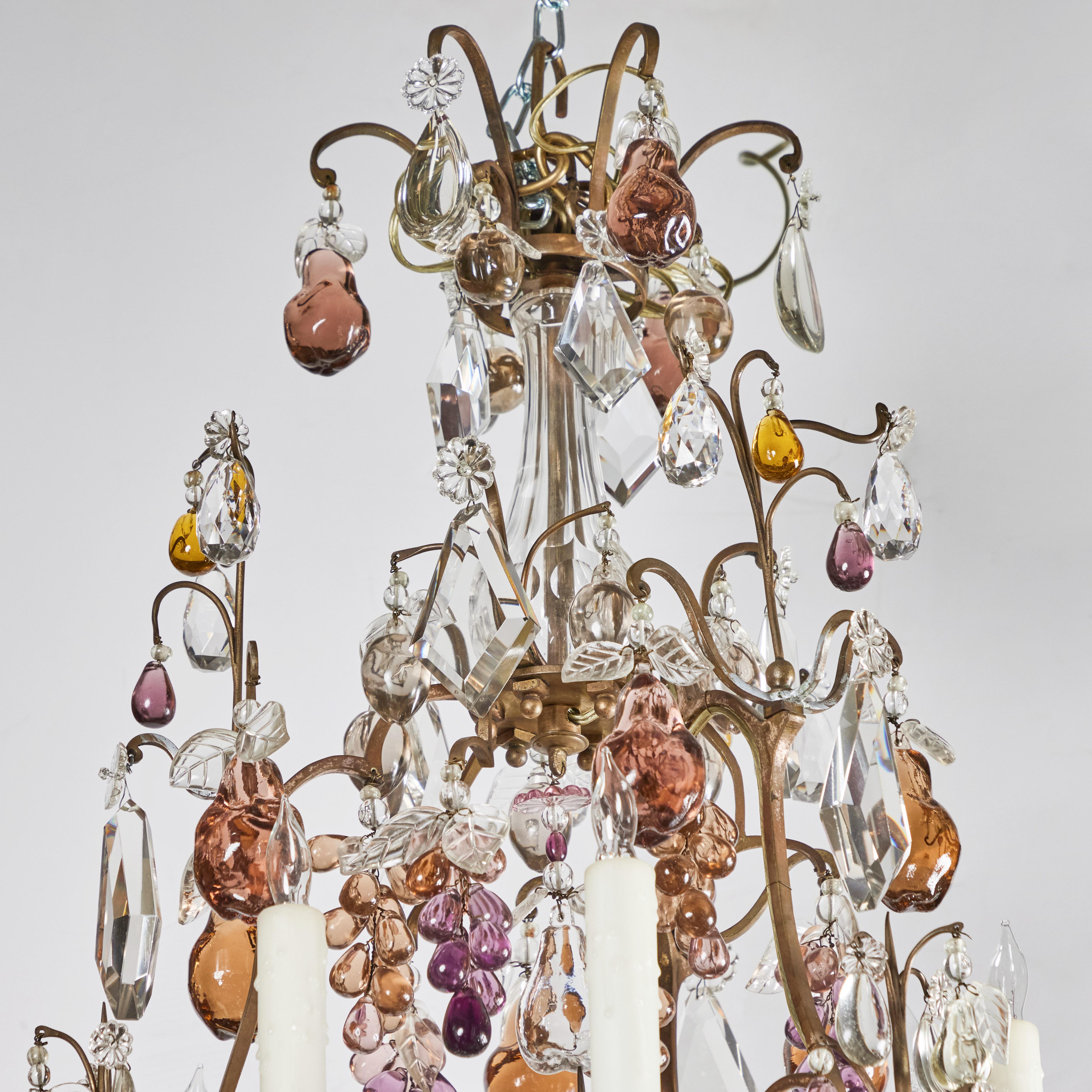 Louis XV Style Gilded Bronze, Crystal and Glass Chandelier In Good Condition For Sale In Los Angeles, CA