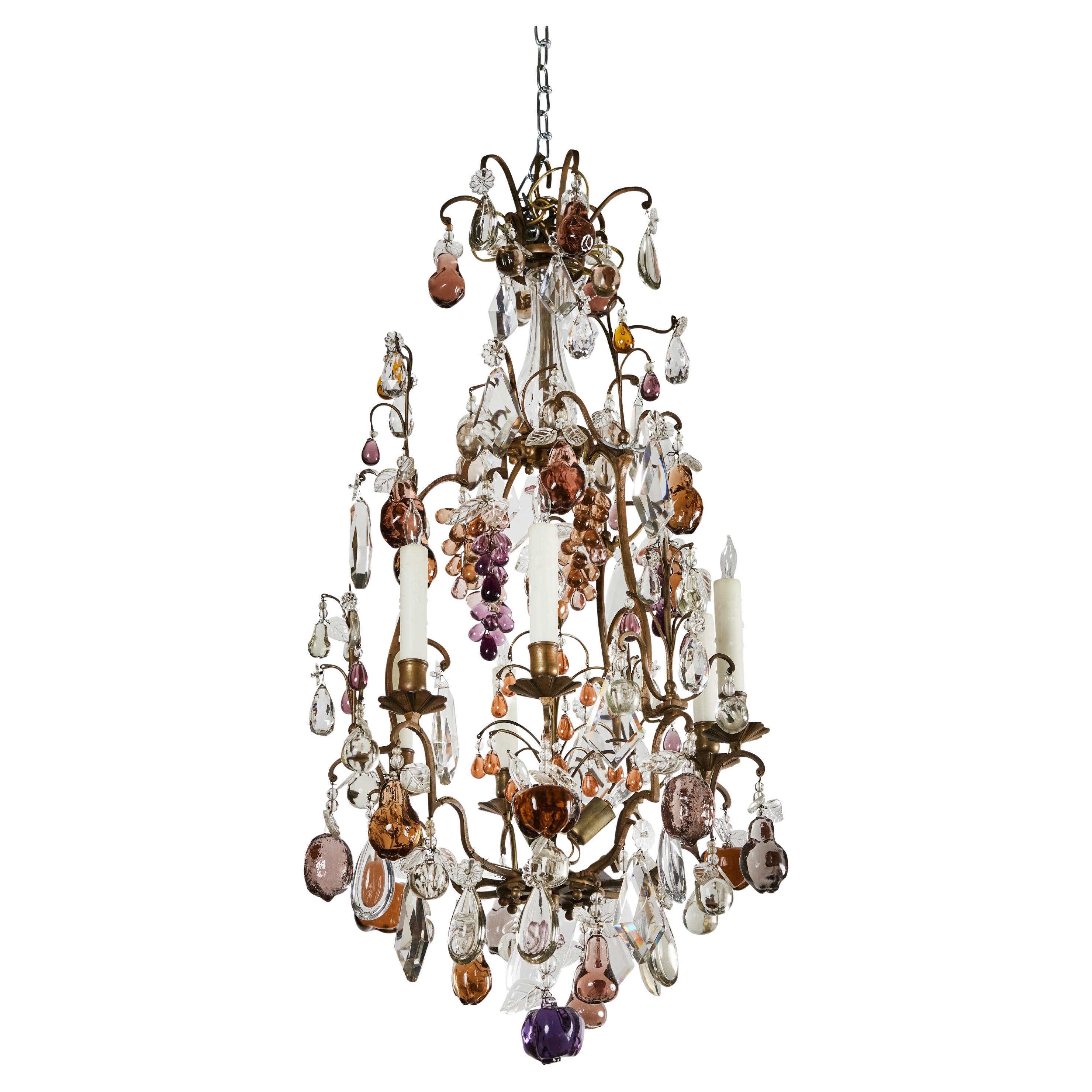 Louis XV Style Gilded Bronze, Crystal and Glass Chandelier For Sale