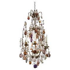 Antique Louis XV Style Gilded Bronze, Crystal and Glass Chandelier