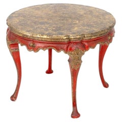 Louis XV Style Gilded Faux Marble Circular Center Table