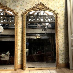 Louis XV Style Gilded Trumeau with Mercury Glass Mirror