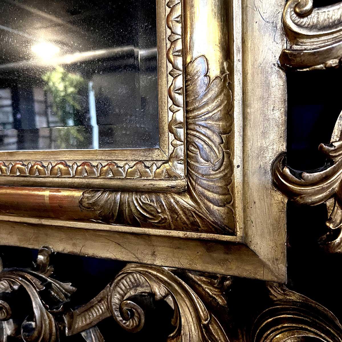 Louis XV Style Gilded Wood and Stucco Rocaille Mirror For Sale 1