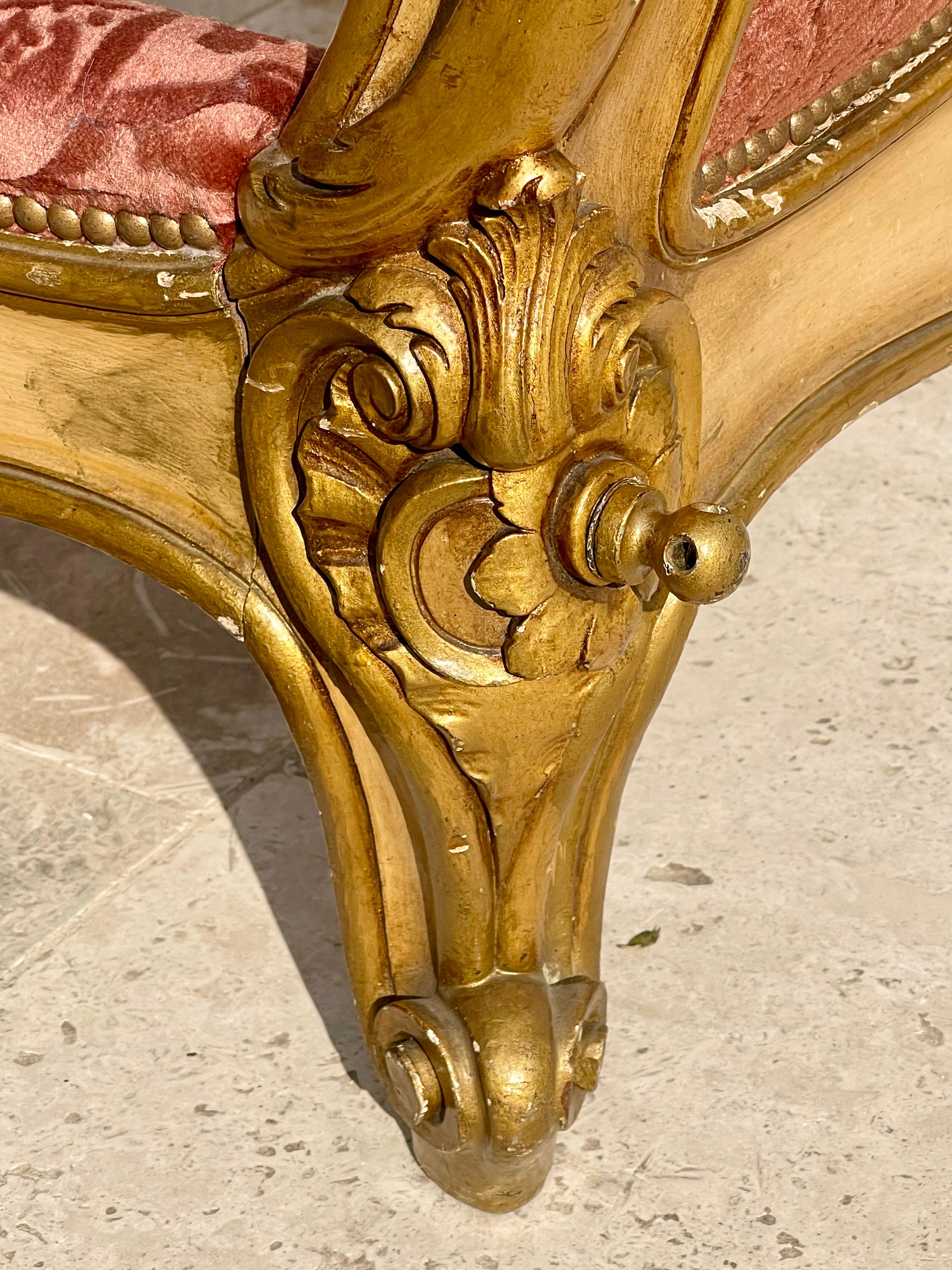 Louis XV Stil Vergoldetes Wood Bett im Angebot 3