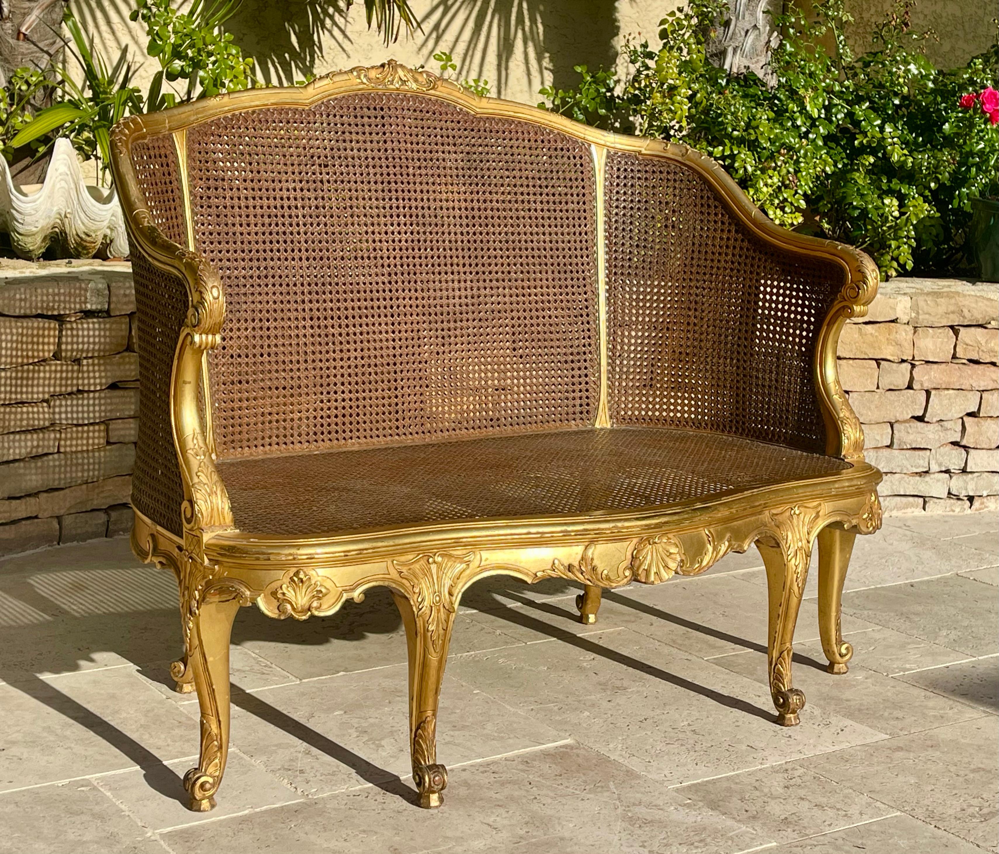 Louis XV Style Gilded Wood Bench en vente 7