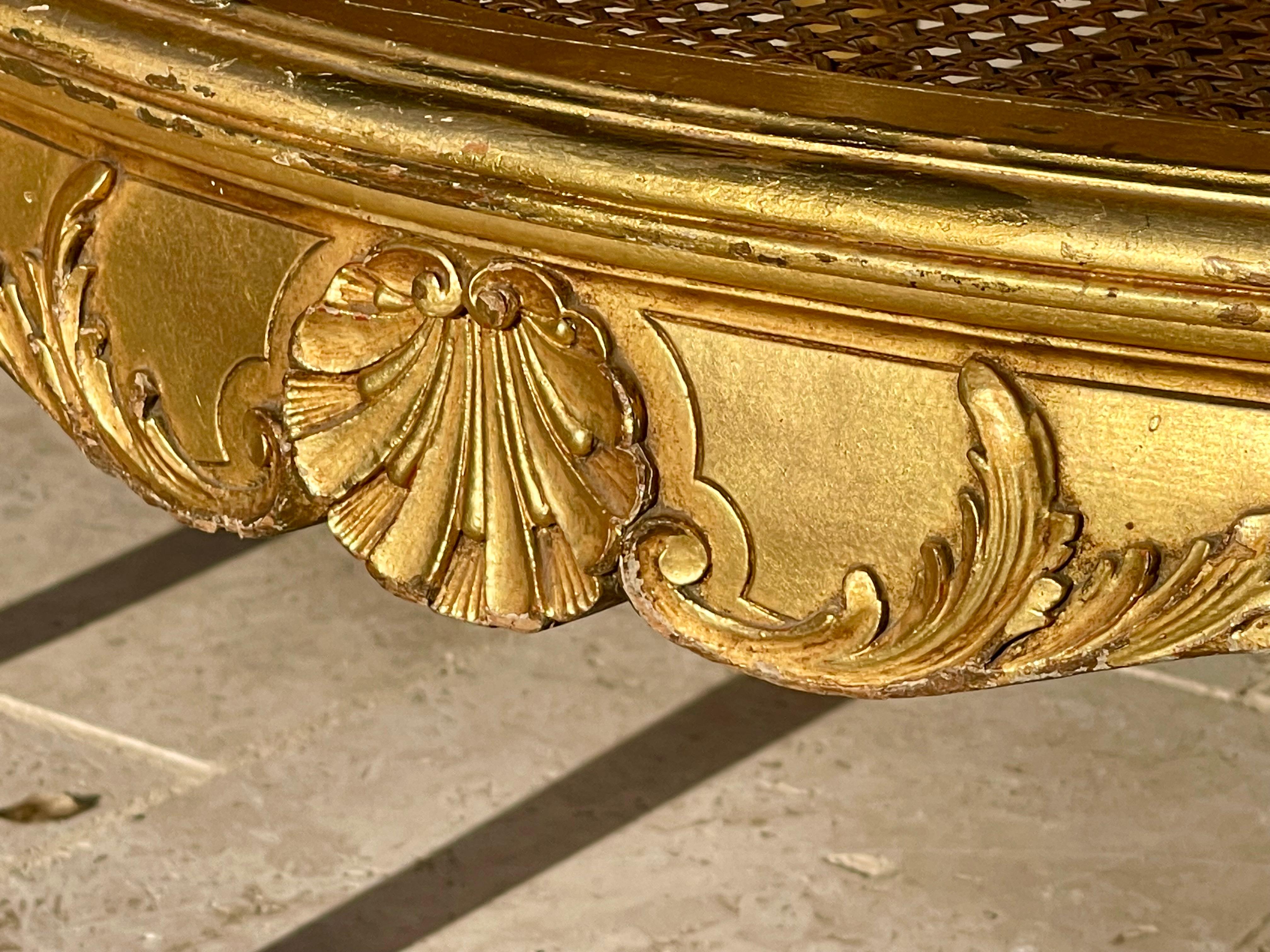 XIXe siècle Louis XV Style Gilded Wood Bench en vente