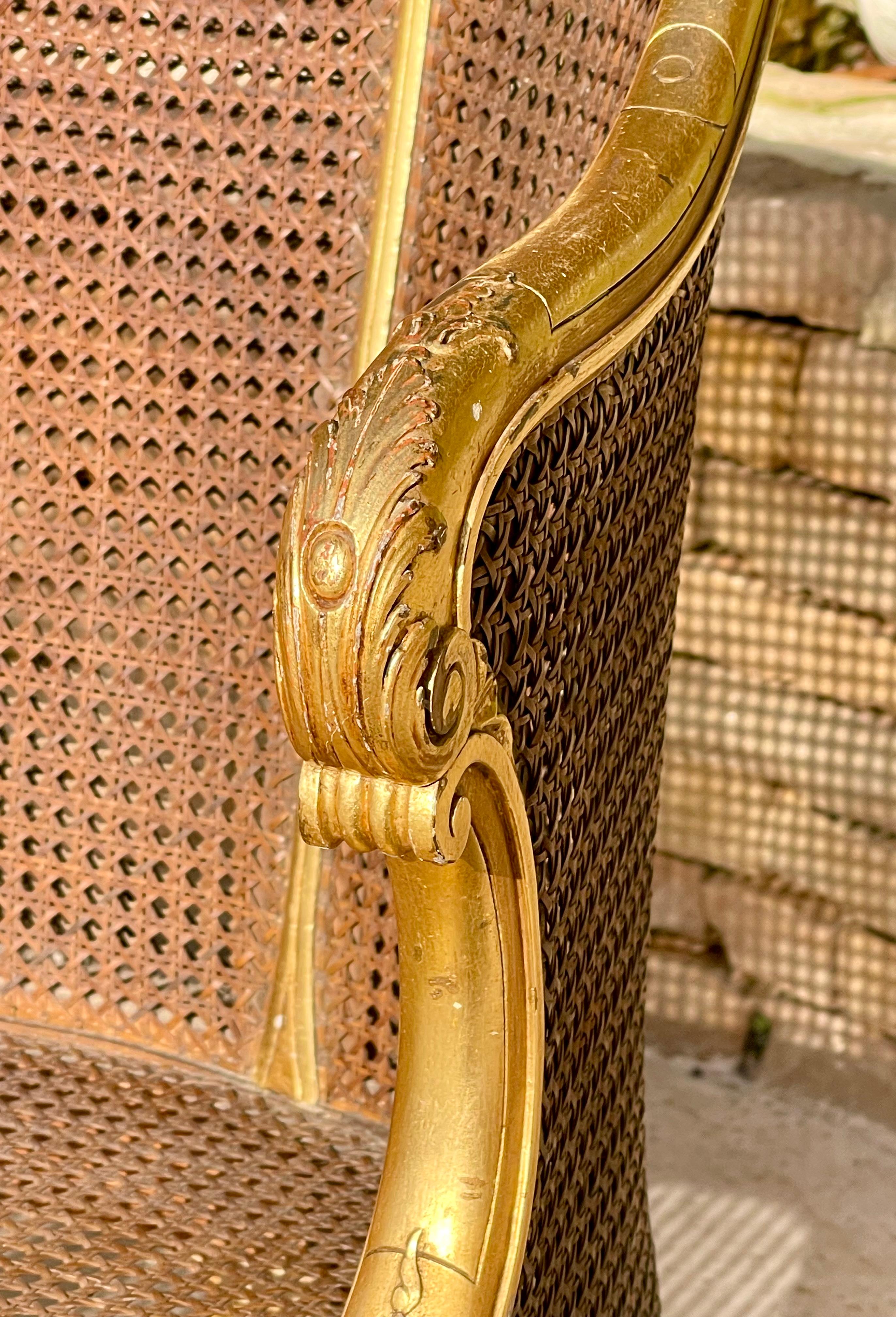 Bois doré Louis XV Style Gilded Wood Bench en vente