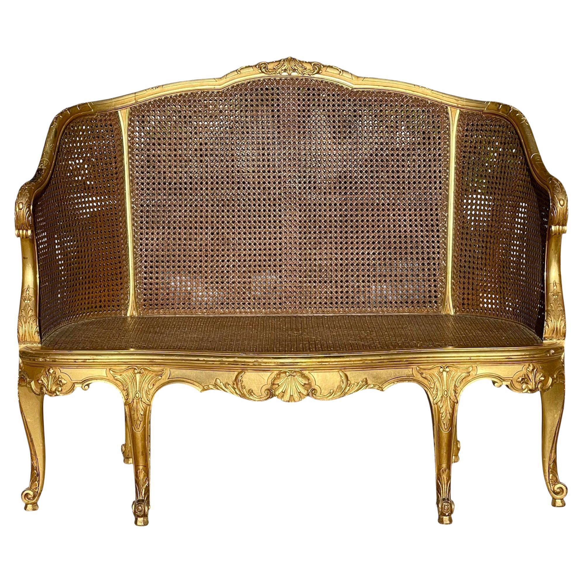 Louis XV Style Gilded Wood Bench