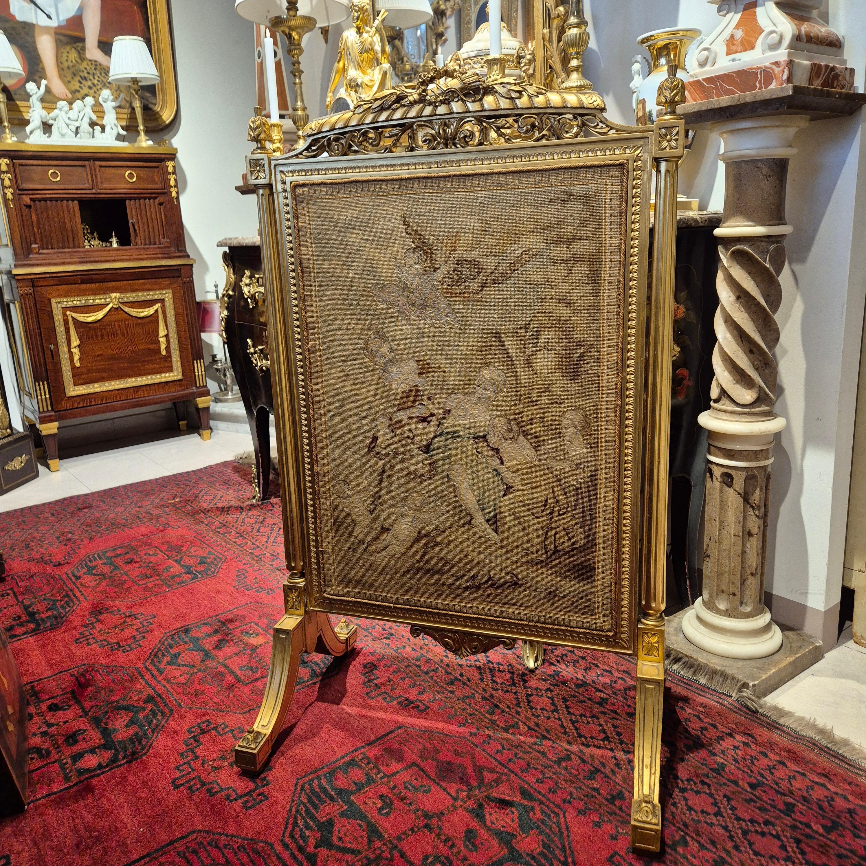 Français Pare-feu en bois doré de style Wood Wood, 19e siècle en vente