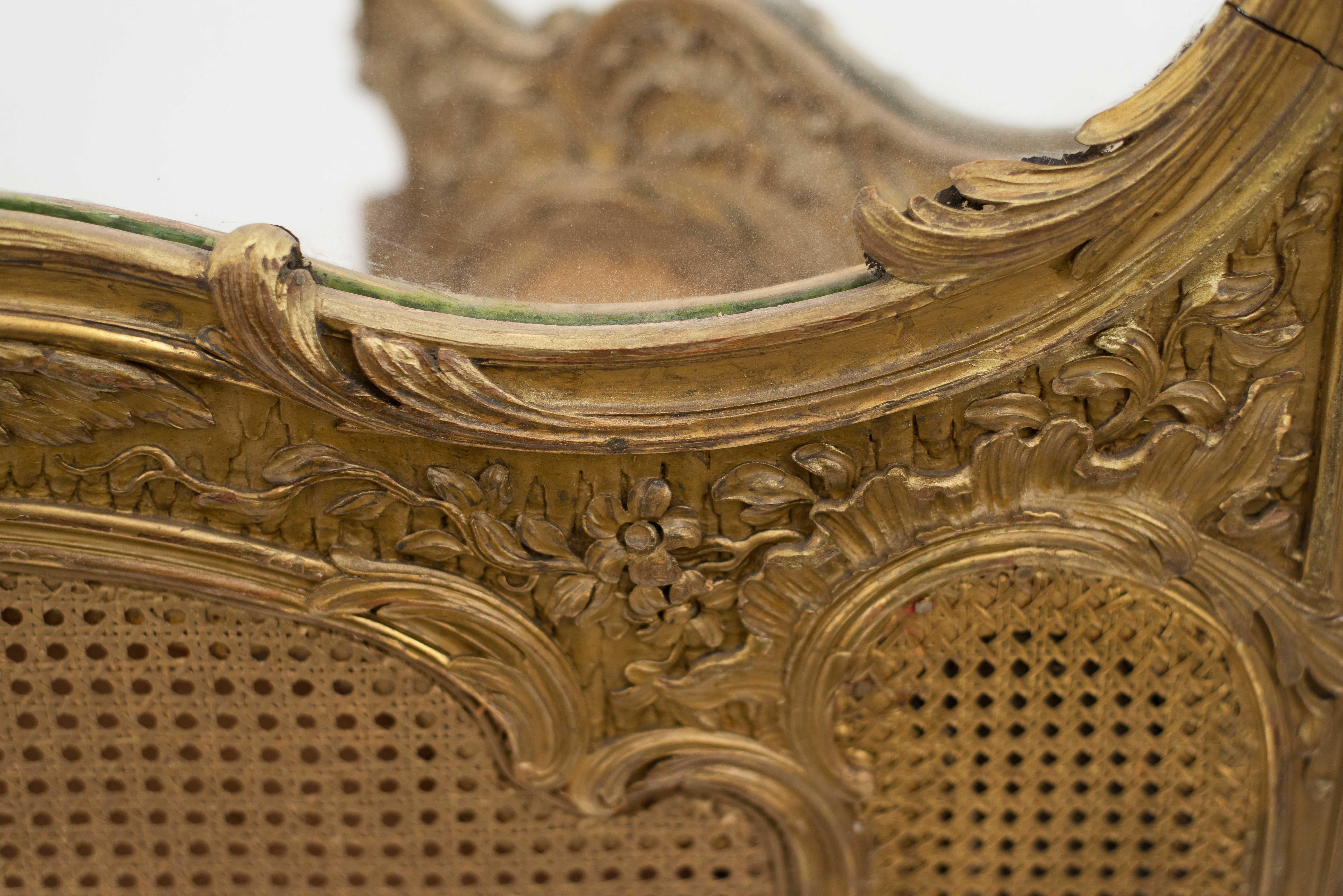 19th Century Louis XV Style Gilt 3-Fold Screen with Glass Top For Sale